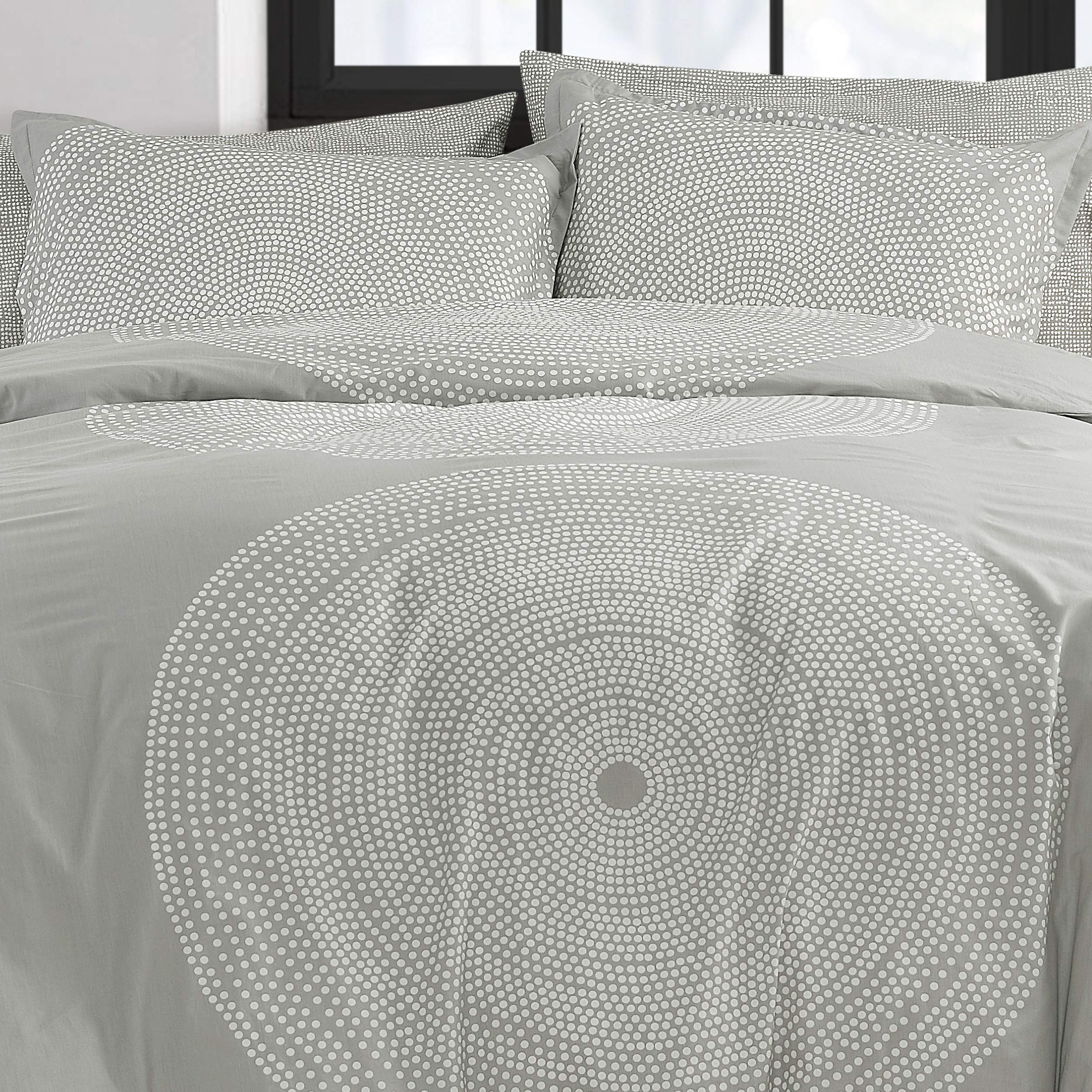 MARIMEKKO King Comforter Set - 100% Cotton Percale Bedding with Matching Shams, Medium Weight Duvet Cover for Luxury Bedroom Decor (Fokus Grey, King Size) | Perfect for Master Bedrooms, Guest Rooms & Cozy Home Styling