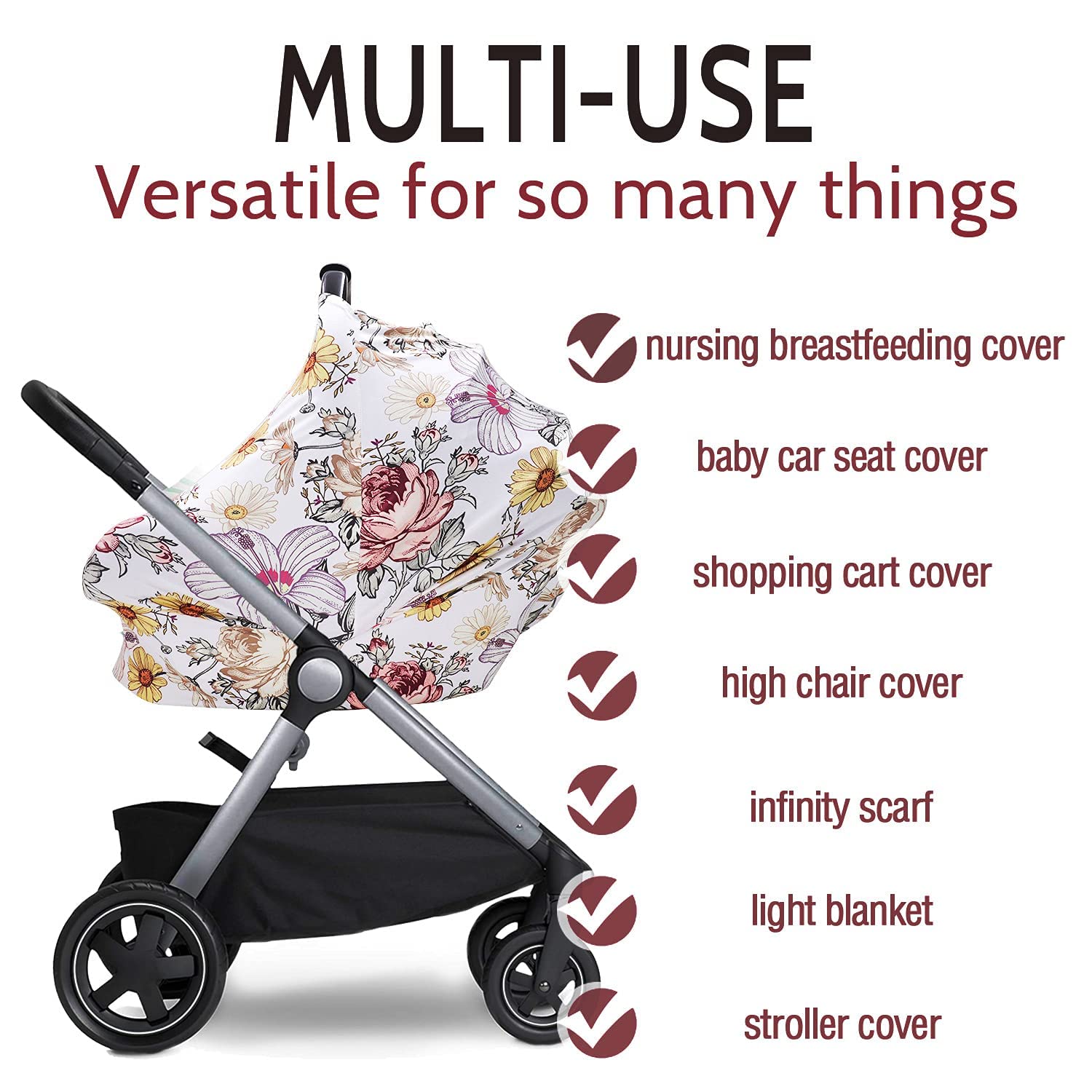 Soft Floral Crib Sheet & Car Seat Cover - Breathable Baby Bedding & Stroller Accessories for Nursery, Travel, and On-the-Go Comfort