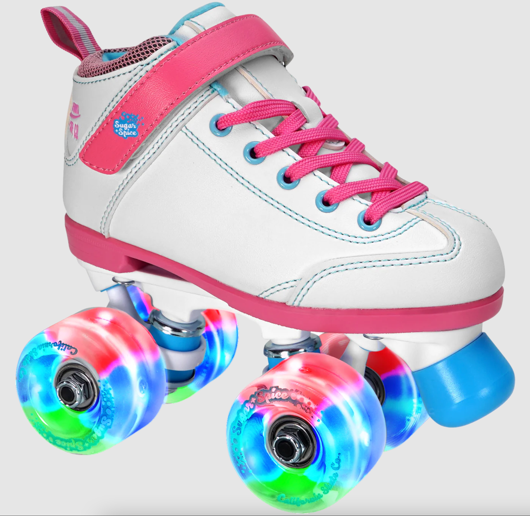 Sure Grip Sugar and Spice Junior Roller Skates for Girls - Adjustable Quad Skates with Light-Up Wheels for Indoor & Outdoor Fun - Perfect for Birthday Gifts, Roller Rinks, and Park Skating
