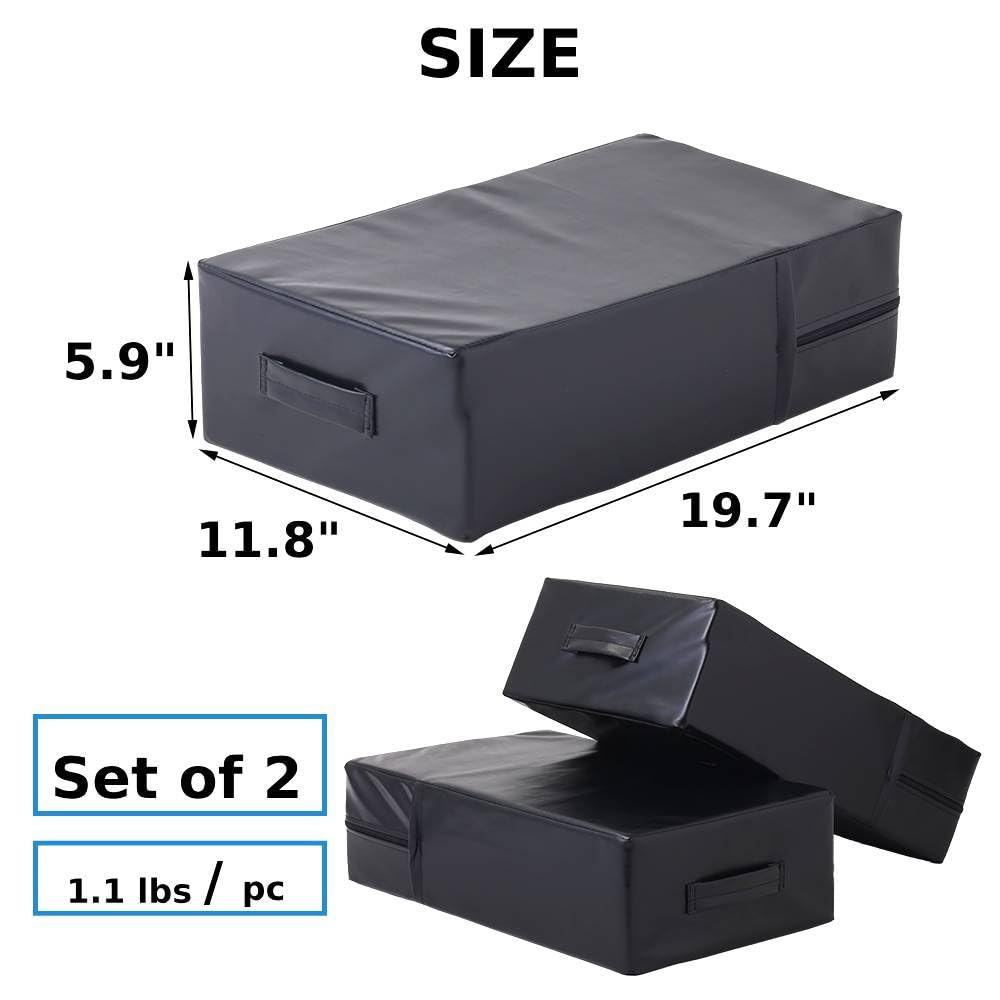 Japard Silencer Drop Pads (2-Pack) - Weightlifting Crash Cushions with PVC Cover & Carry Handles for Gym, CrossFit, Home Workouts - Ideal for Fitness Training, Physical Therapy & Yoga Exercises