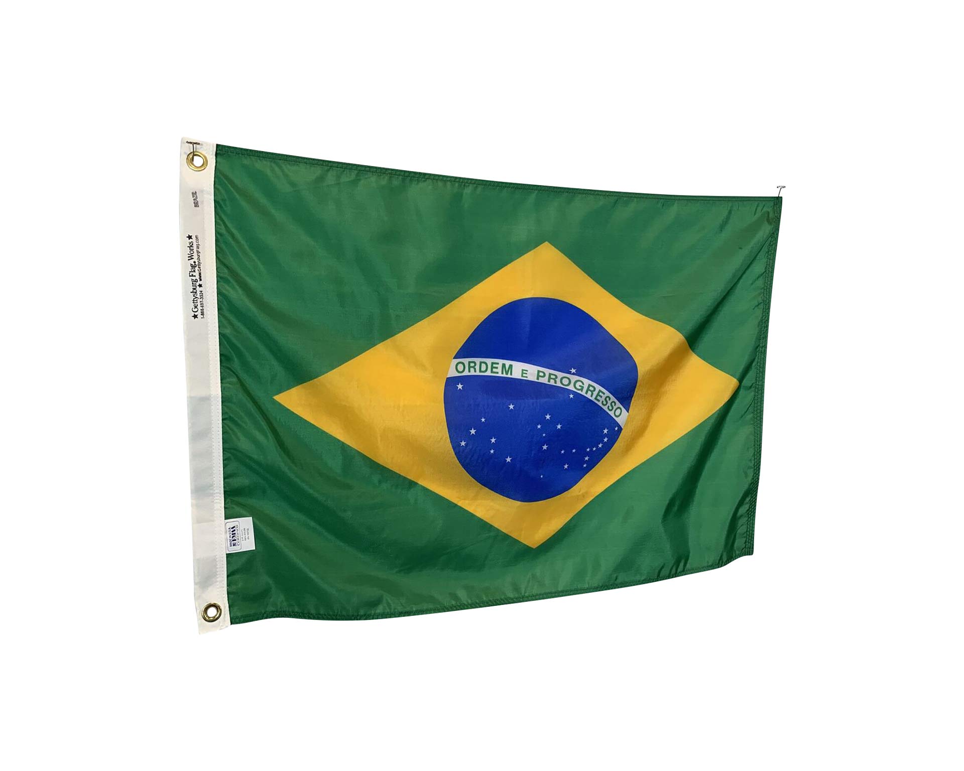 4x6' Brazil Flag - Heavy Duty All-Weather Nylon Flag with Reinforced Stitching - Made in USA - Perfect for Outdoor Decor, Sporting Events & Patriotic Displays