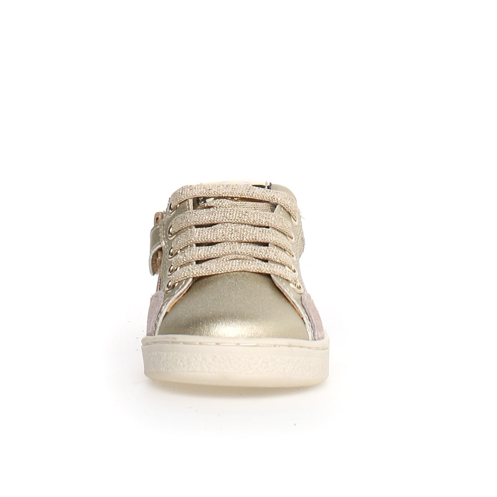 Naturino Girl's Quar Zip Glitter Sneakers - Platinum Beige | Comfortable & Stylish Kids Shoes for School, Play & Everyday Wear
