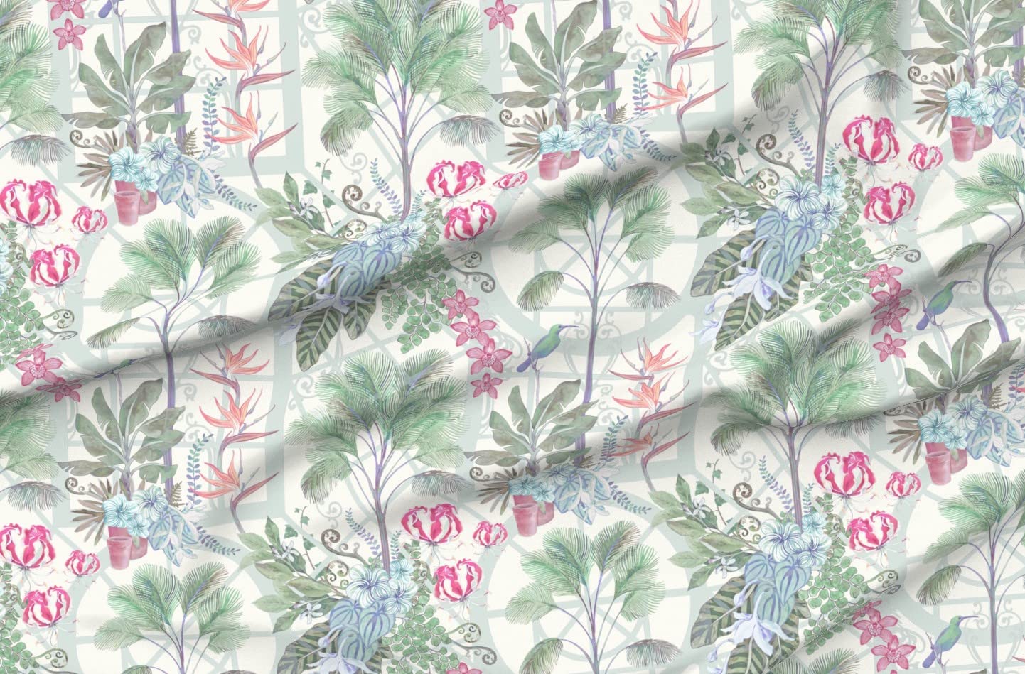 Victorian Greenhouse Garden Botany Tropical Floral Printed Minky Fabric by The Yard - Soft Plush Fabric for Sewing Baby Blankets, Quilt Backing & DIY Plush Toys - Perfect for Nursery Decor & Handmade Gifts