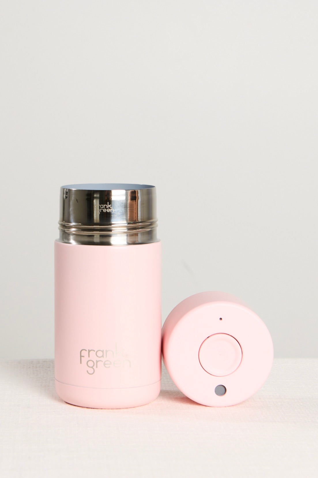 12oz Ceramic Travel Mug with Push-Button Lid - Stainless Steel Lined, Blush Pink - Perfect for Coffee, Tea & Hot Drinks On-The-Go