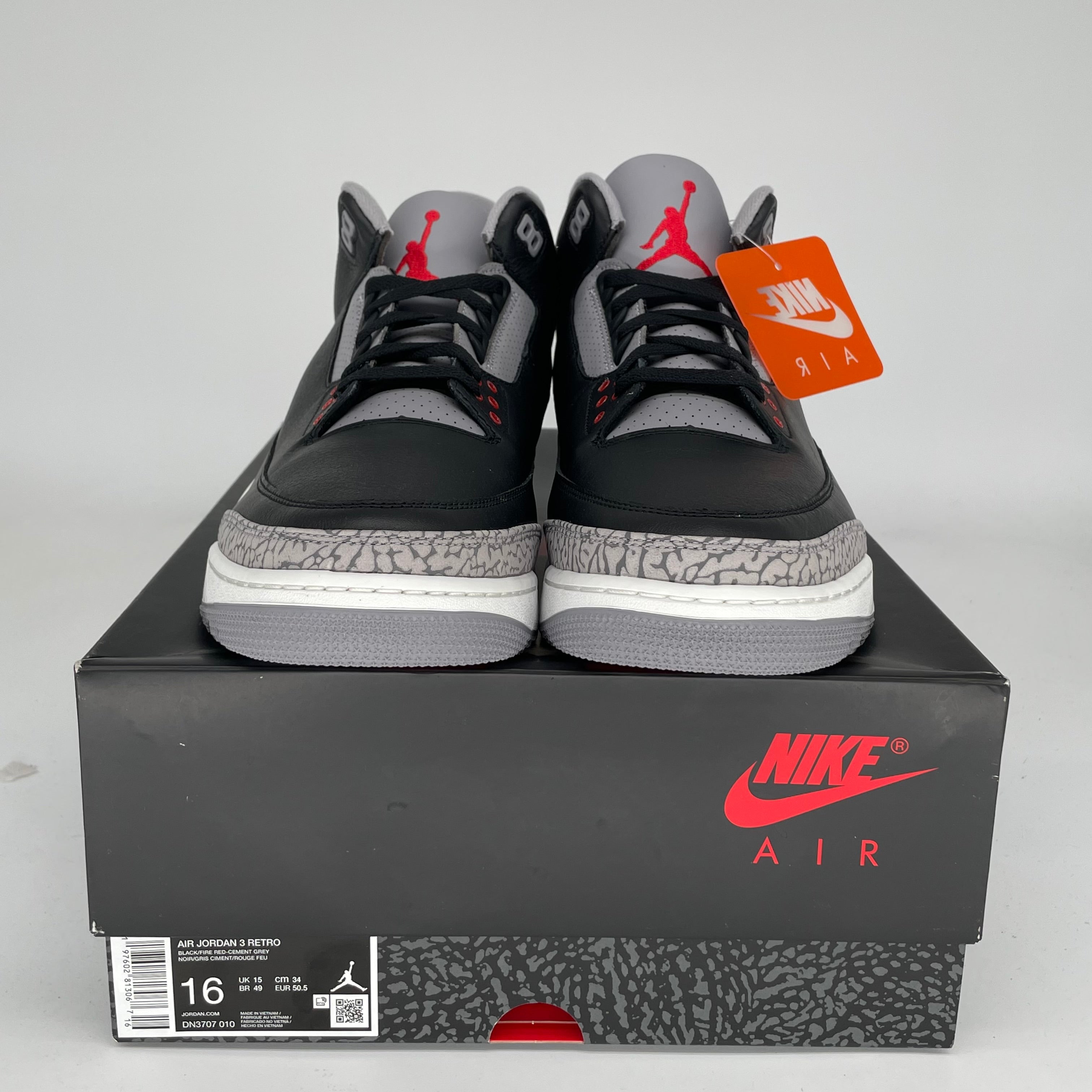 Original Air Jordan 3 Retro 'Black Cement' Men's Basketball Shoes - Size 16 (DN3707-010) - Iconic Sneakers for Streetwear & Basketball Performance