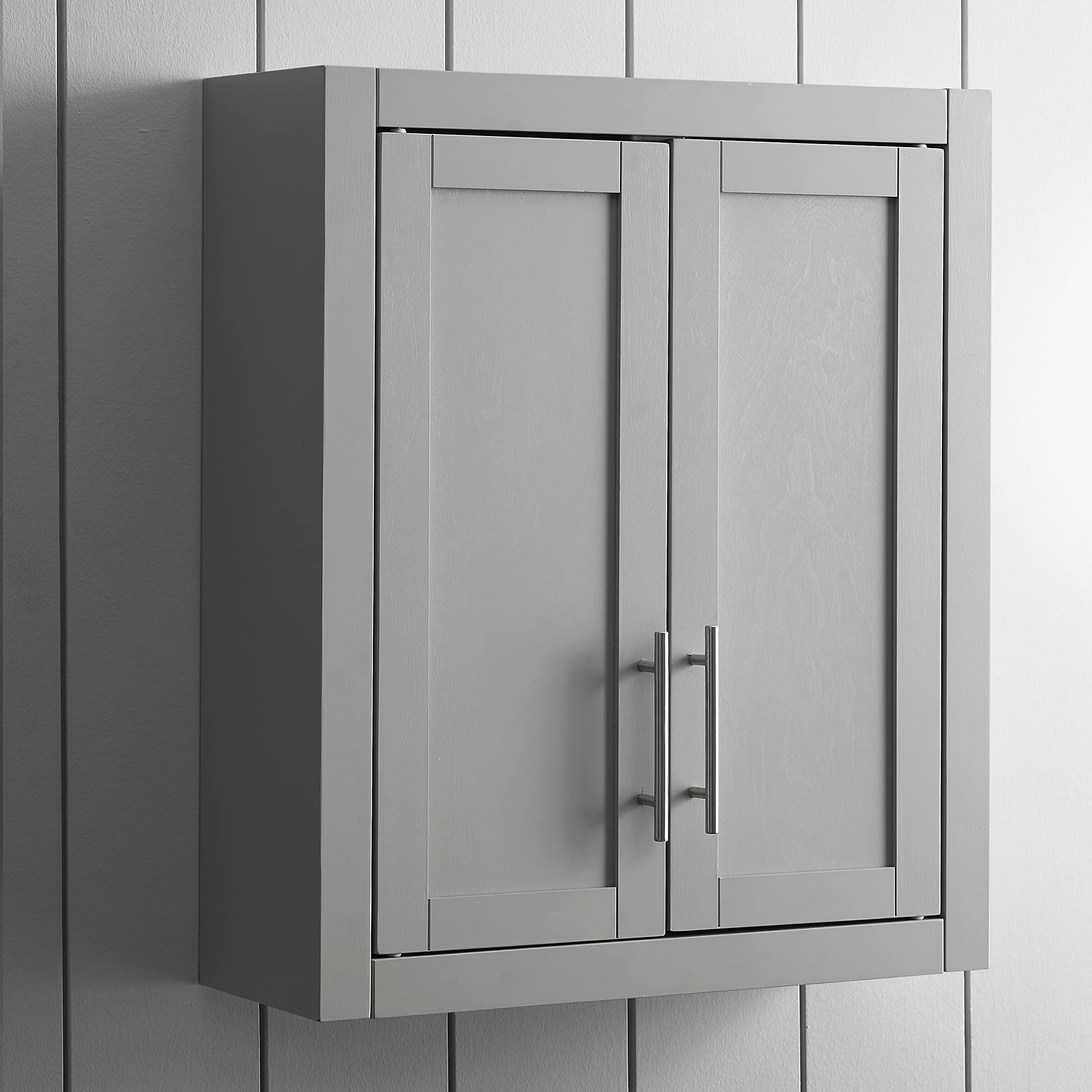 Crosley Savannah Wall Mounted Bathroom Storage Cabinet with Shelves - Gray Medicine Cabinet for Bathroom Organization & Space Saving - Perfect for Small Bathrooms, Apartments & Vanities