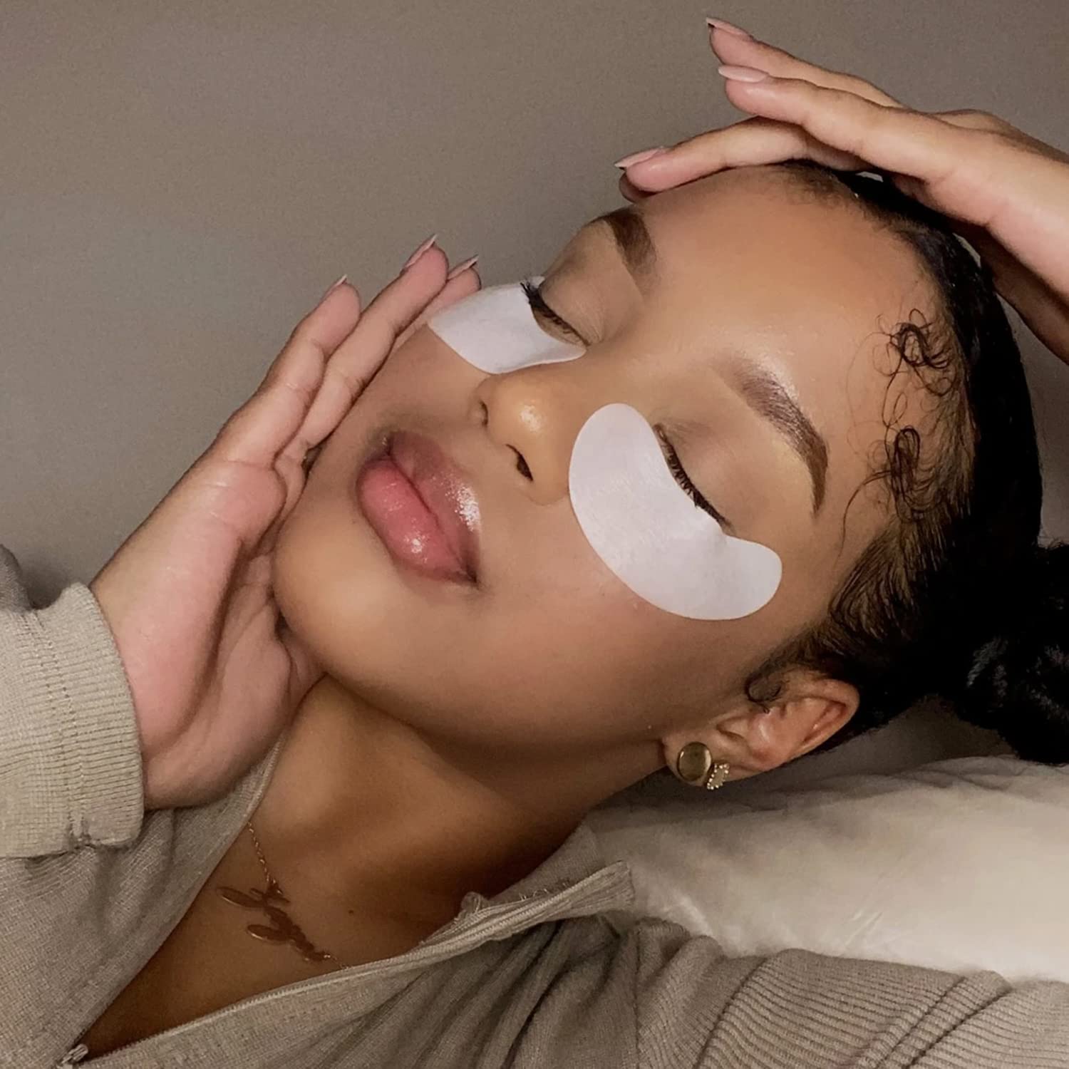 50 Pairs Pink Hydrogel Eye Patches for Eyelash Extensions - Natural, Lint-Free Under Eye Gel Pads - Essential Lash Extension Supplies & Beauty Tools for Salons and Home Use