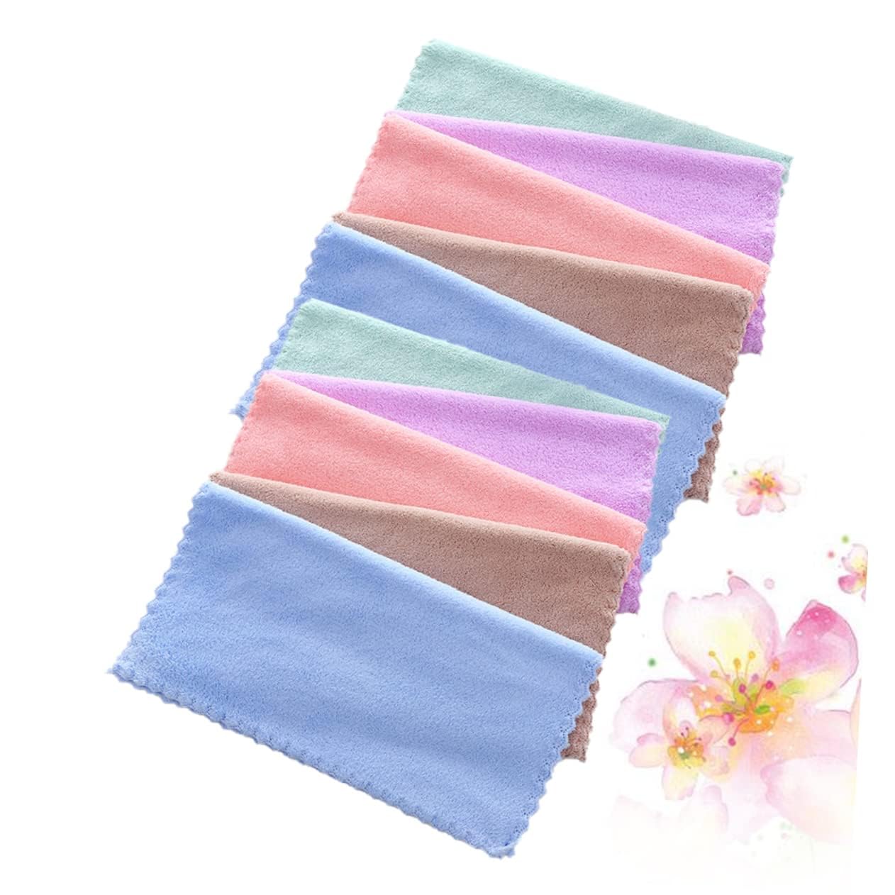 10pcs Coral Fleece Makeup Remover Washcloths & Face Towels - Soft Square Cleansing Cloths for Daily Skincare Routine | Gentle Makeup Removal & Facial Cleansing | Perfect for Travel, Gym & Home Use