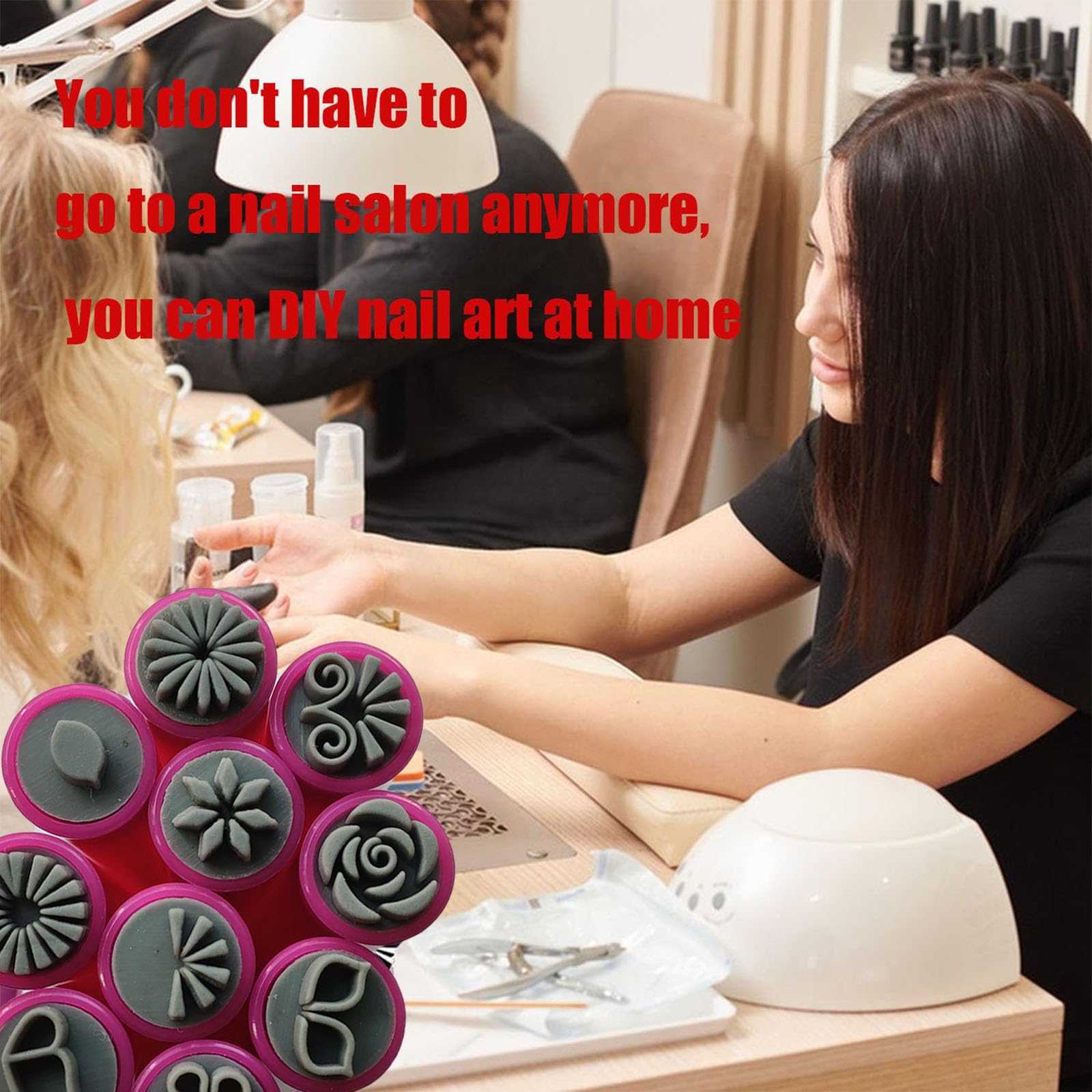 20Pcs Nail Art Stamp Pen Set with Flower Patterns - DIY Nail Design Tools for Home & Salon Use