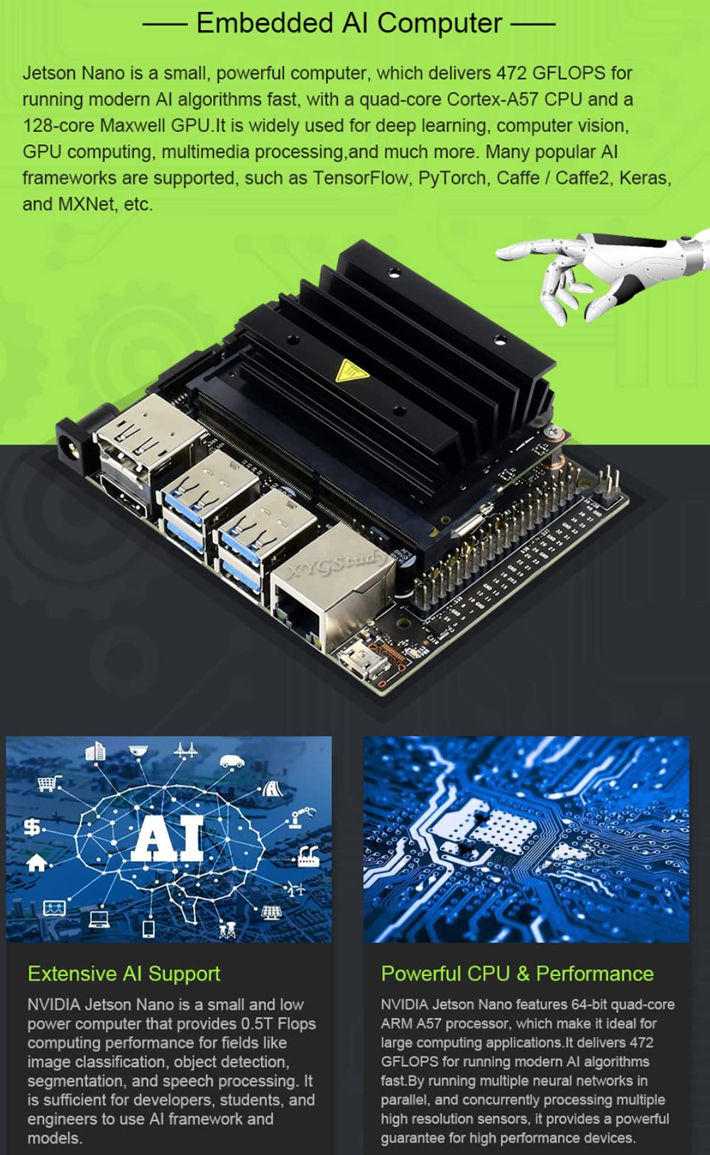 JETANK AI Kit Add-ons for Jetson Nano - Smart AI Tracked Robot with IMX219 Camera, Dual-Band WiFi, Bluetooth | Motion & Color Detection | DIY Robotics Project for STEM Education & Smart Home Automation