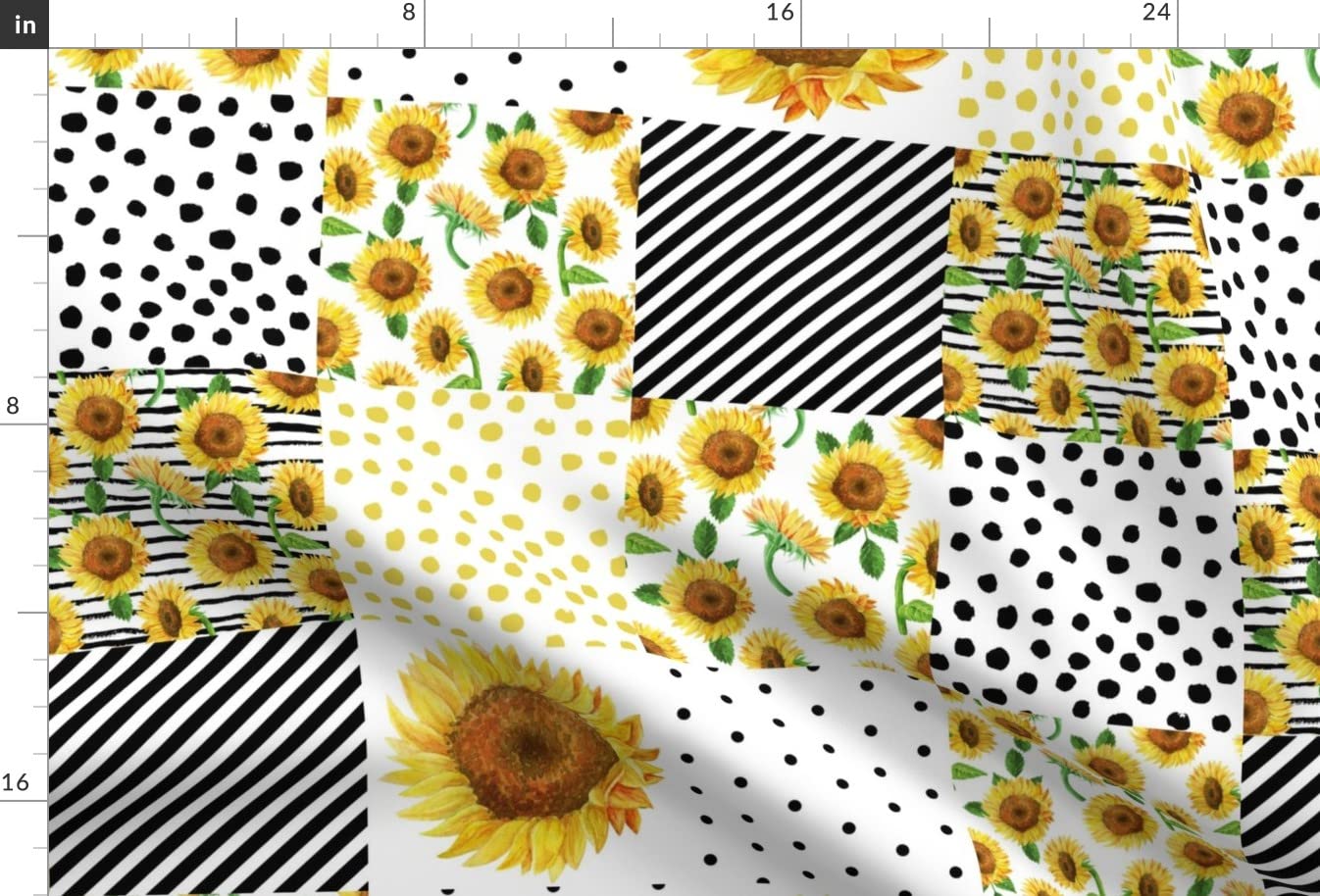 Sunflower Printed Minky Fabric Fat Quarter - Soft Plush Quilt Backing Material for Baby Blankets, Nursery Decor & Sewing Projects - Yellow Cheater Quilt Fabric with Floral Design