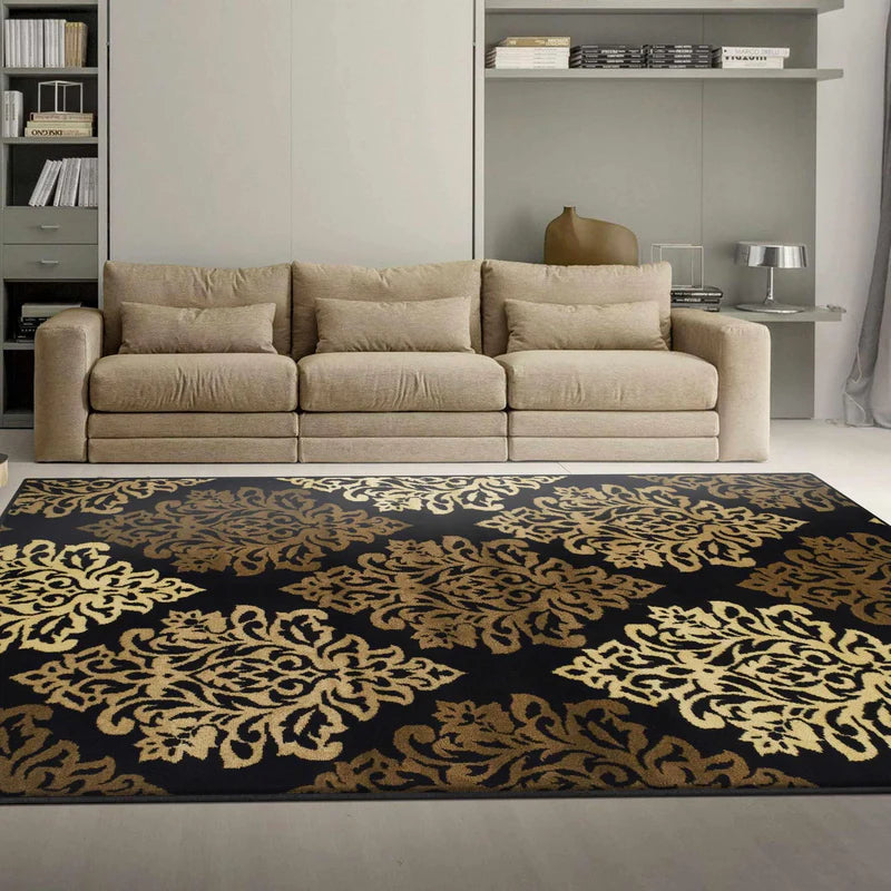 Danvers Contemporary Floral Damask Indoor Area Rug - Soft Non-Slip Living Room Carpet for Bedroom, Dining Room & Home Decor