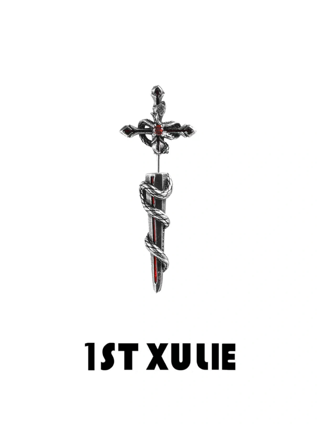 S925 18k Platinum Plated Snake Bite Sword Chain Stud Earrings for Women - Trendy Punk Gothic Jewelry for Parties, Concerts & Night Out