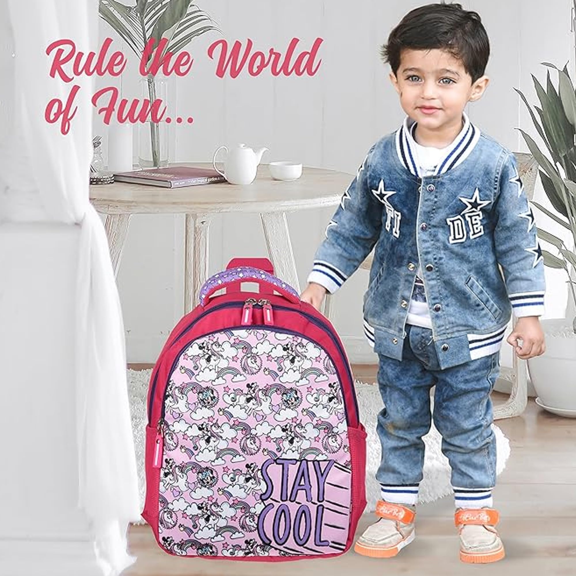 Kuber Industries Unicorn Themed Kids Backpack - Water Resistant School Bag with 4 Compartments, Cute Pink Bookbag for Girls | Perfect for School, Travel, and Daily Use