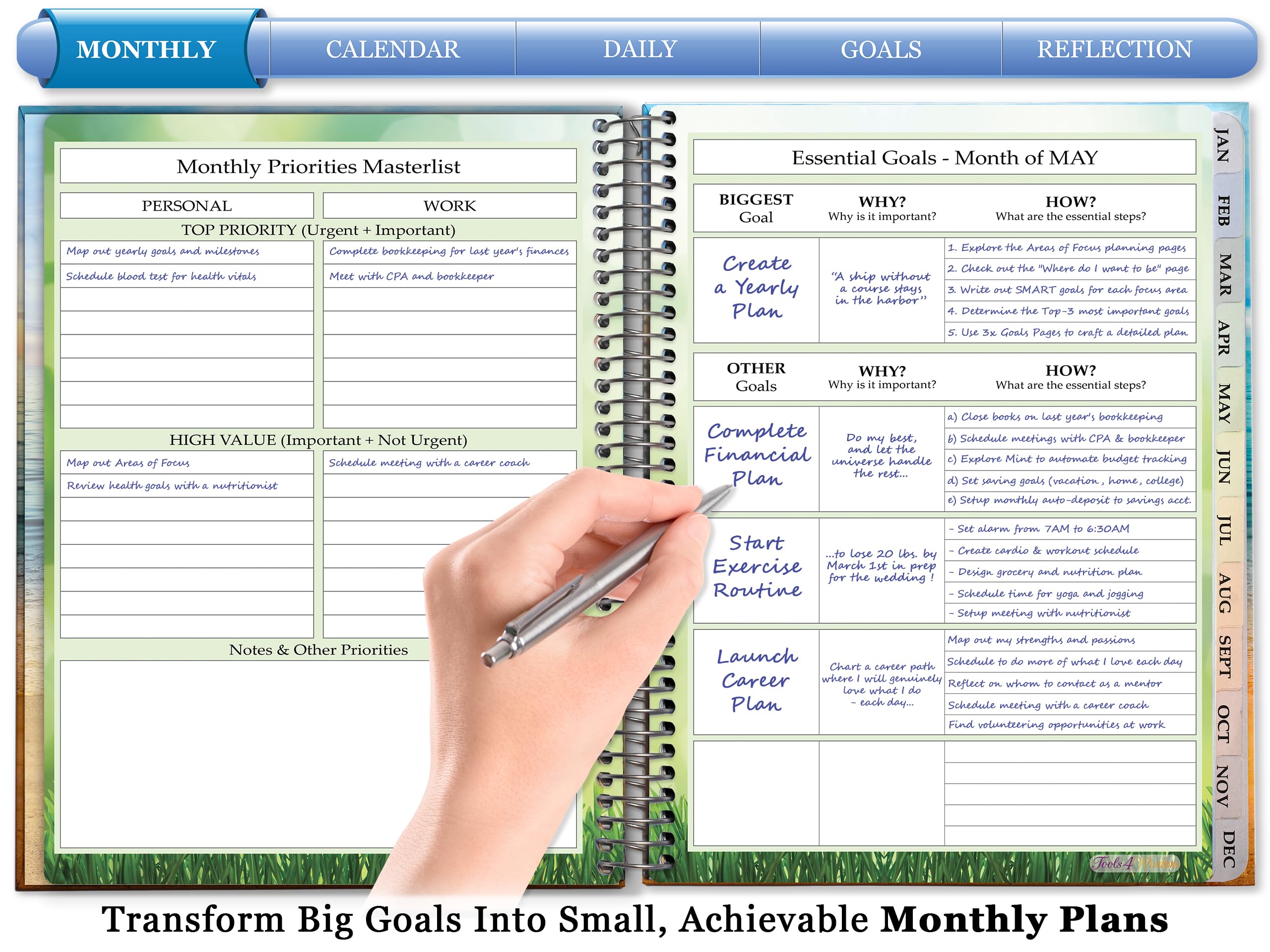 Tools4Wisdom 2025-2026 Academic Planner - 15 Month Weekly & Monthly Calendar (April 2025-June 2026) - 8.5x11 Inch Hardcover Daily Planner with Floral Daisies Design - Perfect for Students, Teachers & Office Professionals - Stay Organized for School, Work & Personal Goals