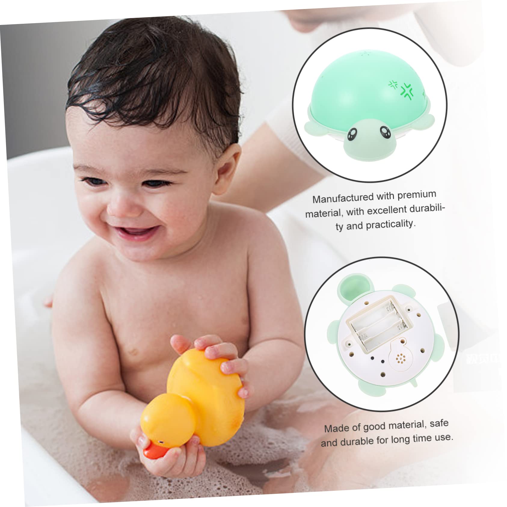 Vaguelly 4pcs Glowing Water Spray Turtle Bath Toys - Fun ABS Plastic Green Turtle Toys for Kids Bath Time, Pool Party & Outdoor Water Play