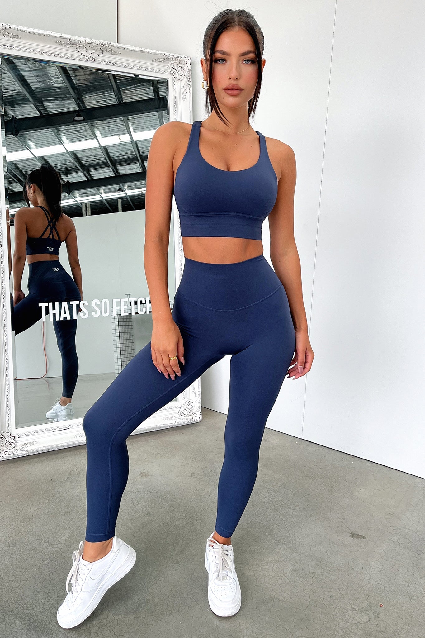 Cora High Support Sports Bra for Women - Navy Blue - Moisture Wicking & Breathable Workout Top for Running, Yoga & Gym