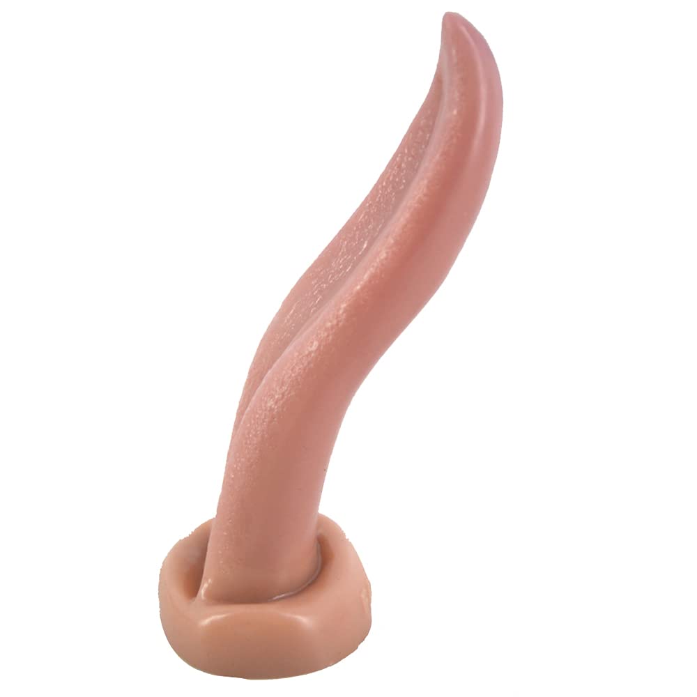 8 Inch Realistic Tongue Licking Dildo with Strong Suction Cup - Soft Silicone Anal Plug & Adult Sex Toy for Women & Couples - Skin Tone - Perfect for Solo Play, Couples Fun & BDSM Scenes