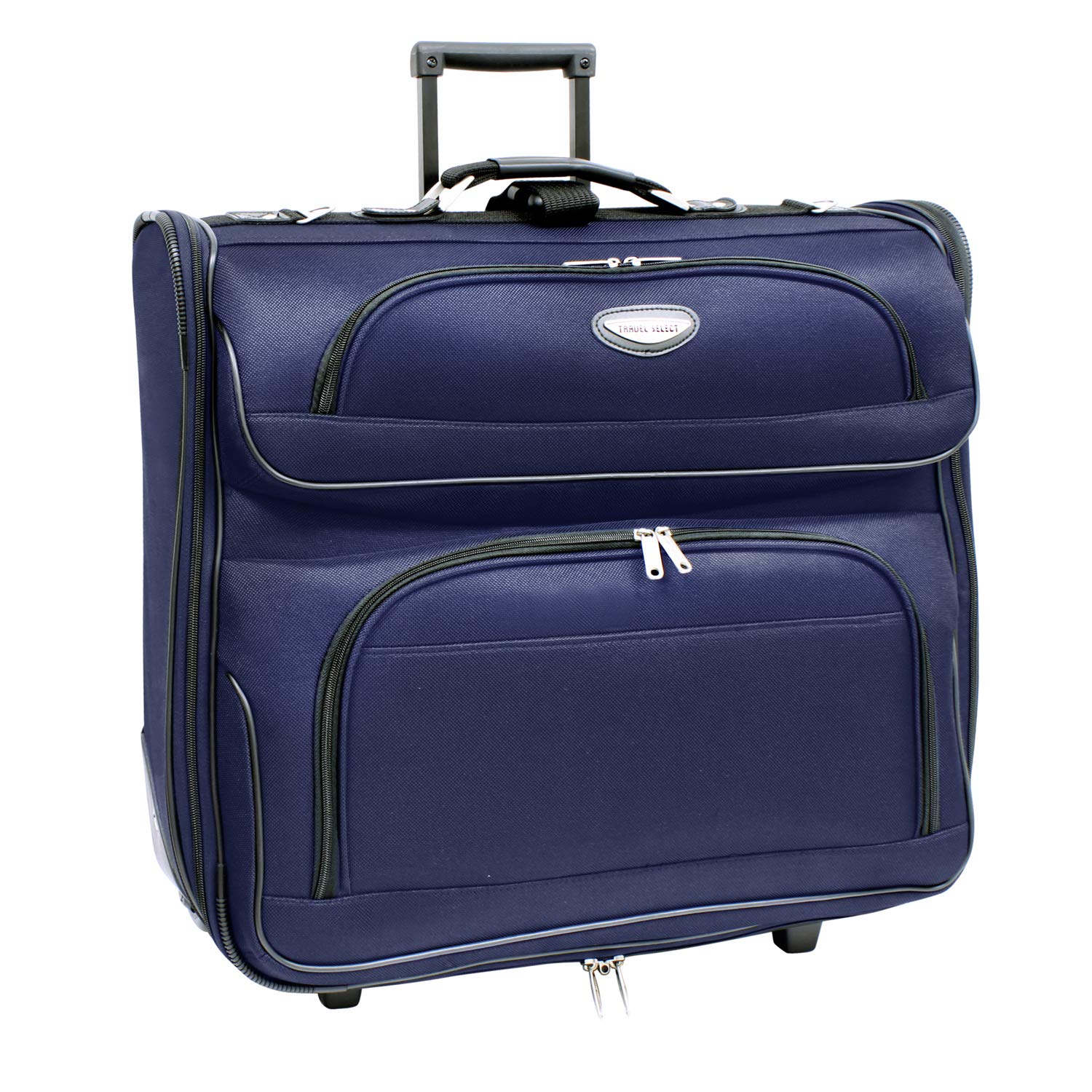 Travel Select Amsterdam Expandable Rolling Upright Luggage Suitcase with Garment Bag - Navy Blue Carry-On for Business Travel & Vacation Packing
