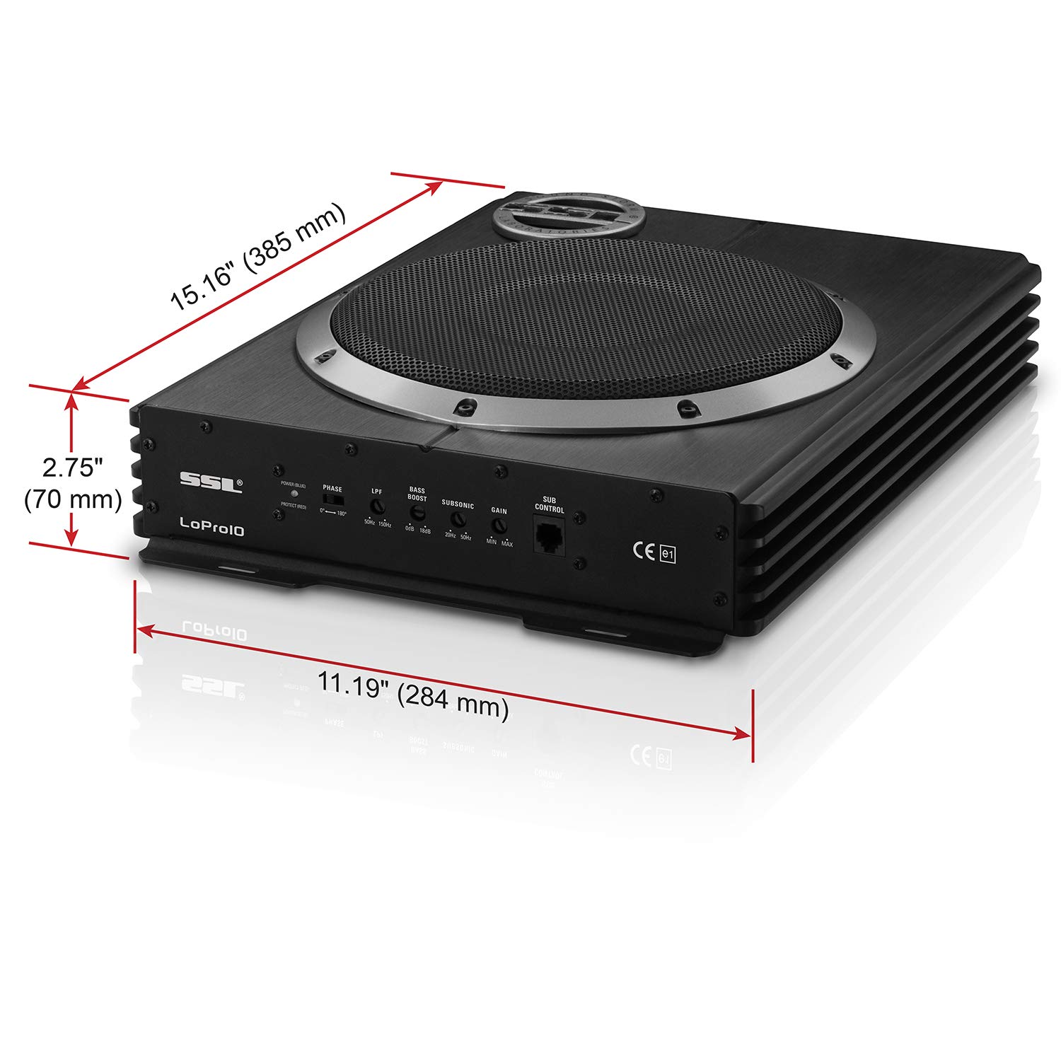 Sound Storm Laboratories LOPRO10 1200W Powered Under Seat Car Subwoofer with Built-in Amplifier & Remote Control - Slim Low Profile Design for Trucks, SUVs & Sedans | Perfect for Enhanced Bass in Compact Spaces