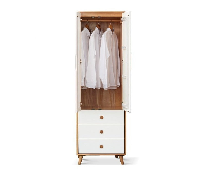 Solid Beech Wood Wardrobe Set - Modern Closet Organizer for Bedroom, Living Room & Office Storage