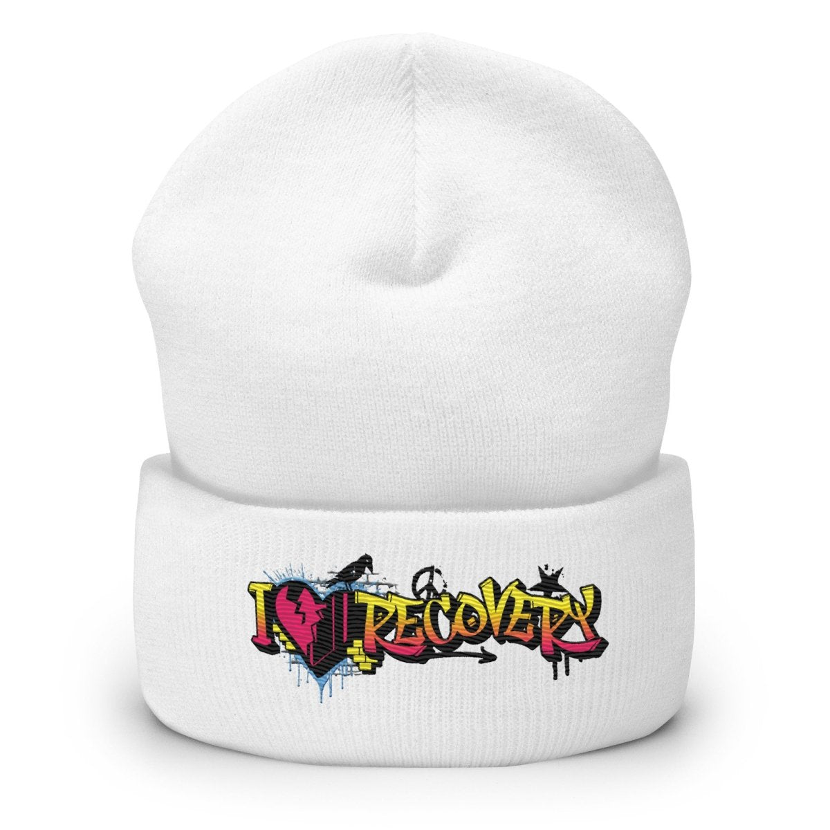 I Heart Recovery Embroidered Cuffed Beanie - Celebrate Sobriety & Addiction Recovery - Perfect for AA Meetings, Sober Living & Daily Wear