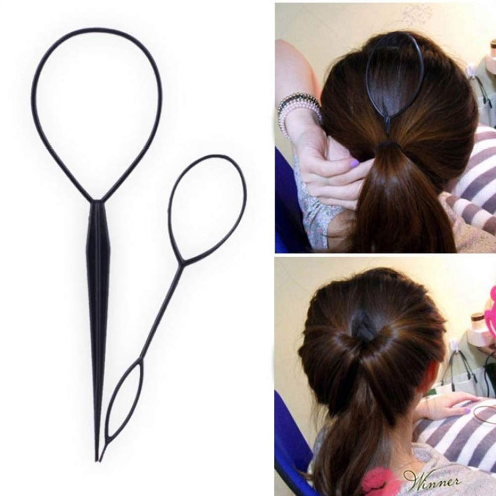 5-Piece Hair Bun Maker Set - Magic Pull Hair Hook, Needle Stick & Fishtail Coil Comb for Women | Easy Hairstyling Accessories for Ponytails, Buns & Braids (Perfect for Home, Salon & Travel)