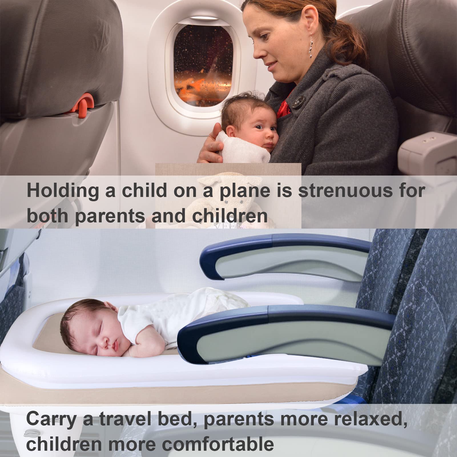 Inflatable Airplane Toddler Bed for Kids - Black PVC Travel Bed 19.6