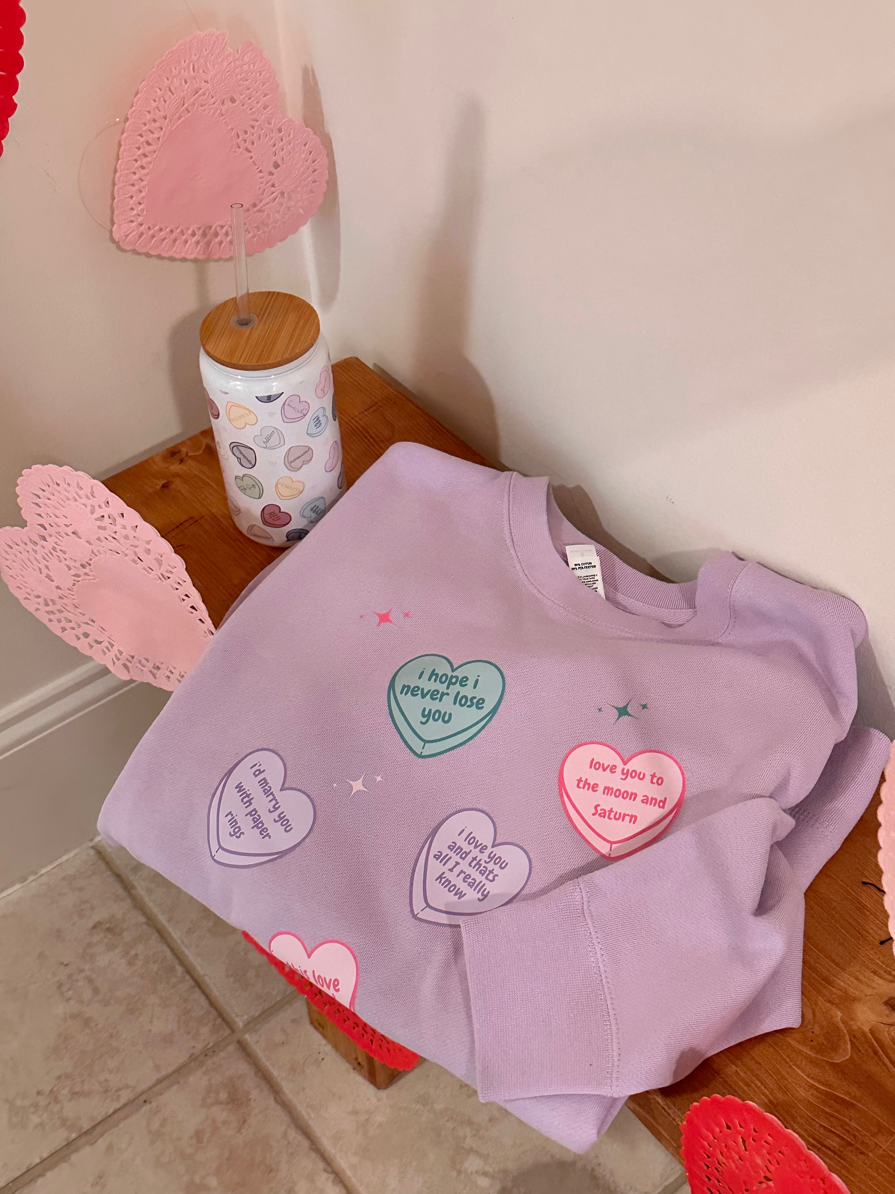 Valentine's Day Conversation Hearts Sweatshirt - Cute Love Quote Pullover for Women - Perfect for Valentine's Gifts, Date Nights & Couple Outfits