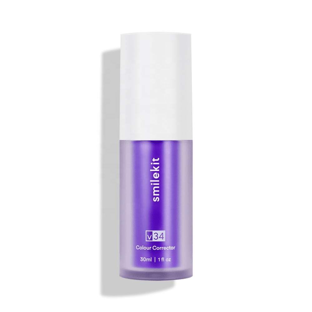 SMILEKIT V34 Purple Color Corrector Toothpaste for Teeth Whitening - Remove Yellow Stains & Brighten Smile with Organic Ingredients | Fresh Breath & Oral Care | Perfect for Daily Use, Whitening Treatments & Special Occasions