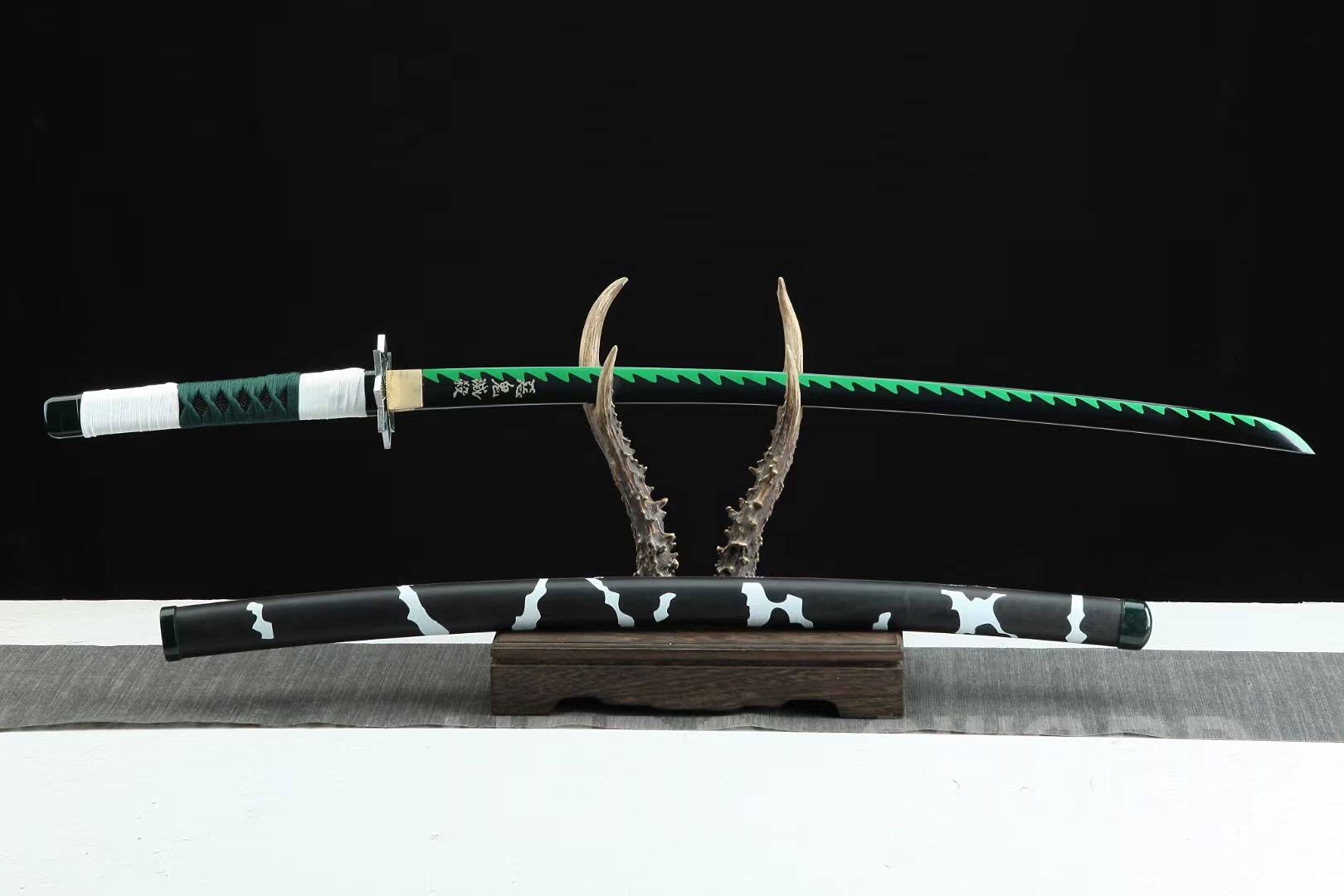 HERO SWORD Japanese Anime Katana - Hand Forged 1045 Carbon Steel Samurai Sword, Full Tang Handmade Sharp Blade - Demon Slayer Inspired Katana for Cosplay, Martial Arts Training & Collection