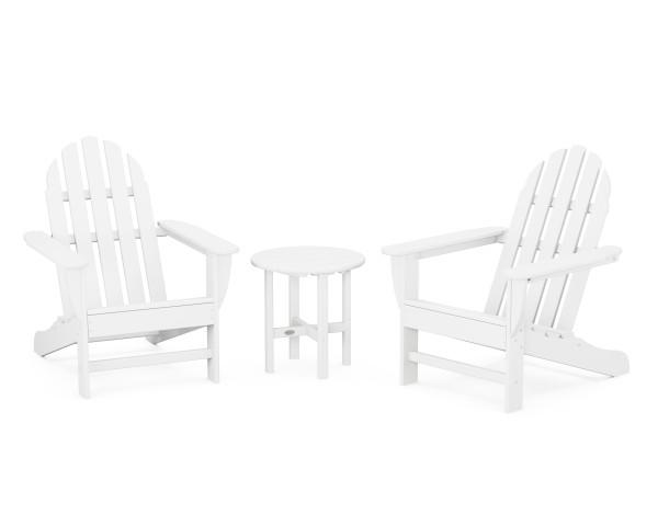 Polywood Classic Adirondack 3-Piece Outdoor Furniture Set - Durable All-Weather Patio Chairs for Garden, Poolside & Backyard Relaxation