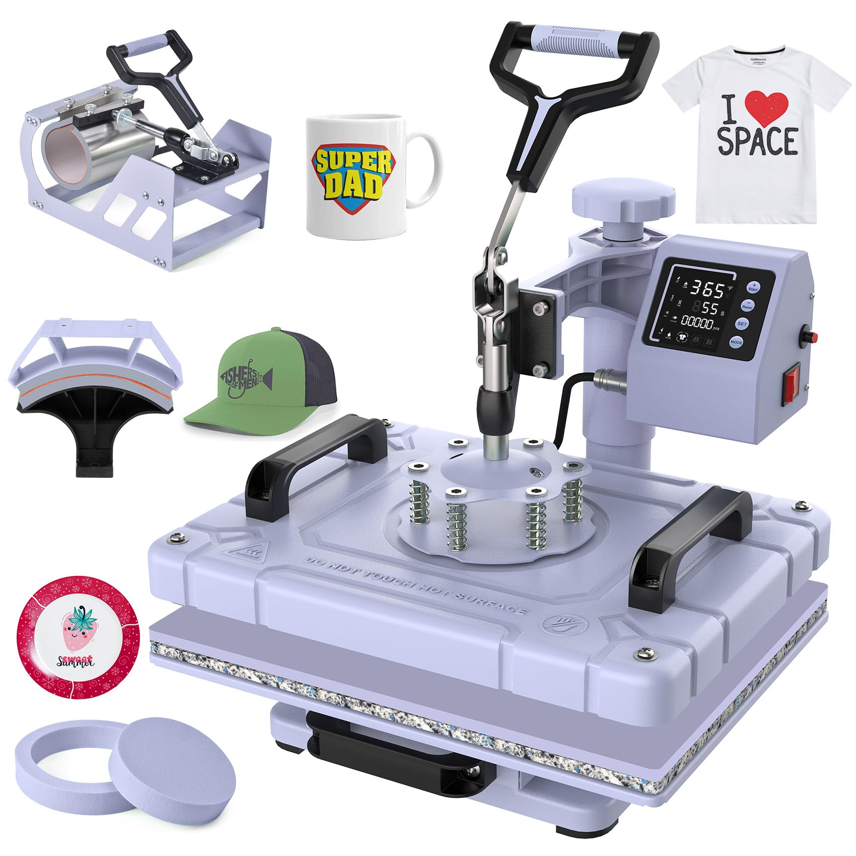 5-in-1 Multifunction Heat Press Machine 12x15 Inch - Digital T-Shirt Press, Sublimation Transfer, 360° Swing Away Design with 11OZ Tumbler Press - Perfect for DIY T-Shirts, Hats, Mugs & Plates (Home Business & Craft Projects)