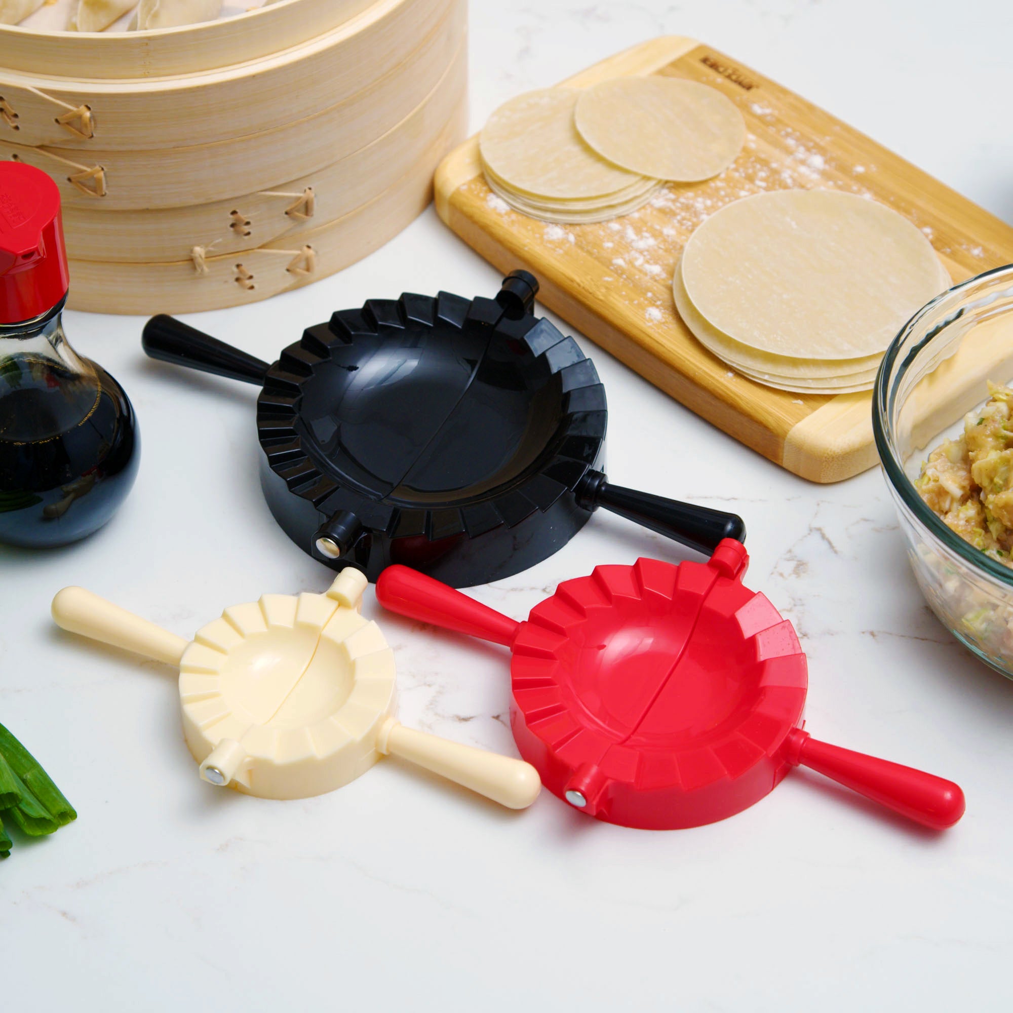 3-Piece Dumpling Press Set - Stainless Steel Dumpling Maker for Homemade Dumplings, Wontons & Gyoza - Perfect for Asian Cooking, Family Meals & Party Food Prep