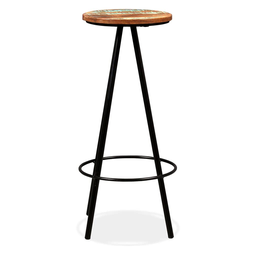 4-Piece Solid Reclaimed Wood Bar Stools Set - Rustic Industrial Style Counter Height Stools for Kitchen Island, Breakfast Nook, and Home Bar Decor