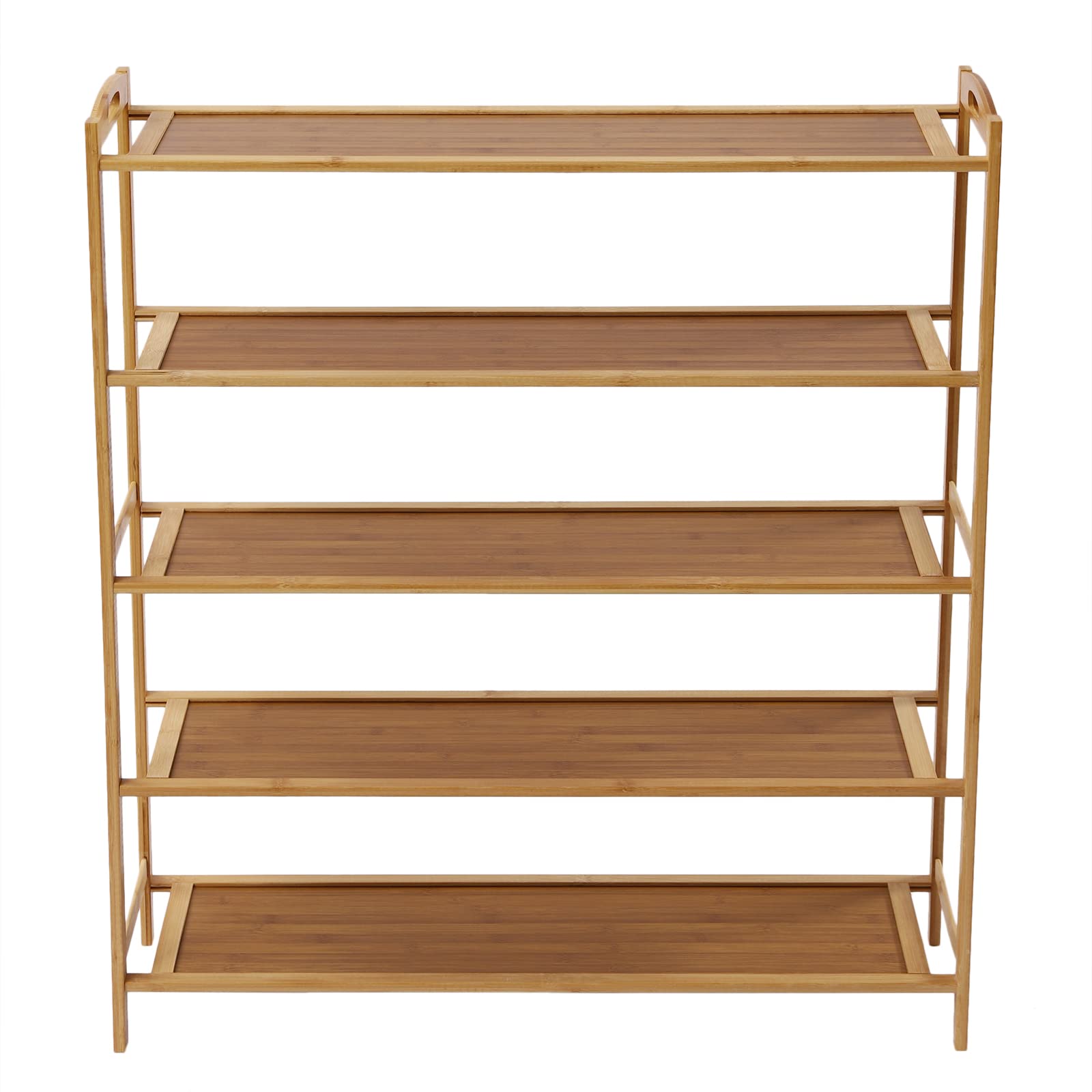 5-Tier Bamboo Shoe Rack Organizer - Sturdy Wooden Shoe Shelf for Entryway, Hallway, Closet & Living Room - Space-Saving Shoe Storage Solution for Home Organization - Perfect for Small Spaces & Apartment Living