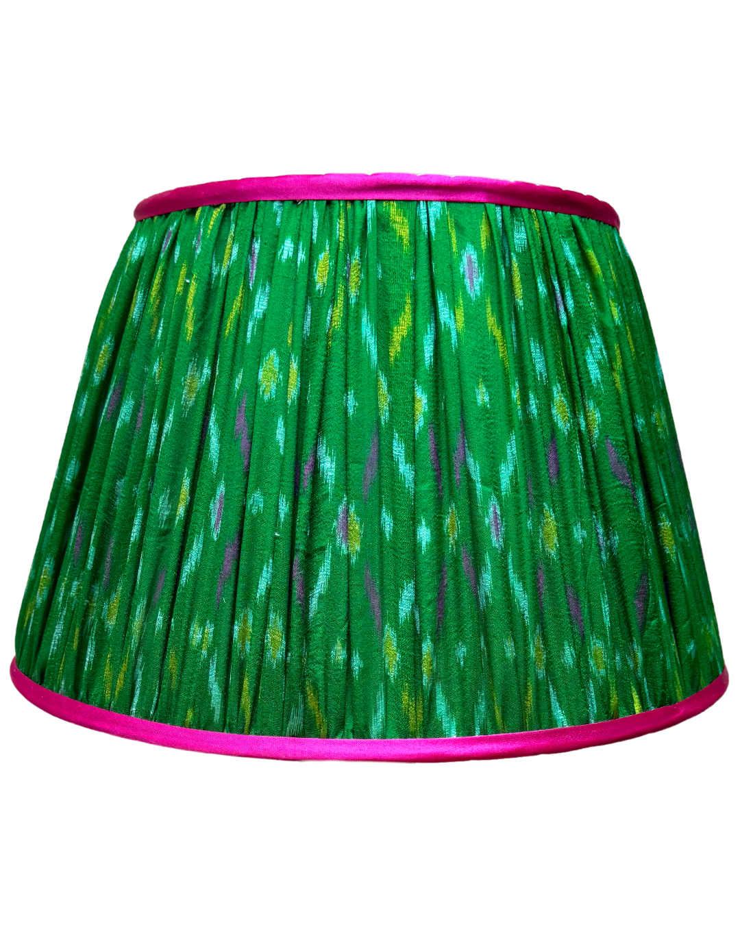 41cm Pink and Green Silk Sari Lampshade - Elegant Handmade Indian Home Decor for Living Room, Bedroom & Boho Style Interior Design