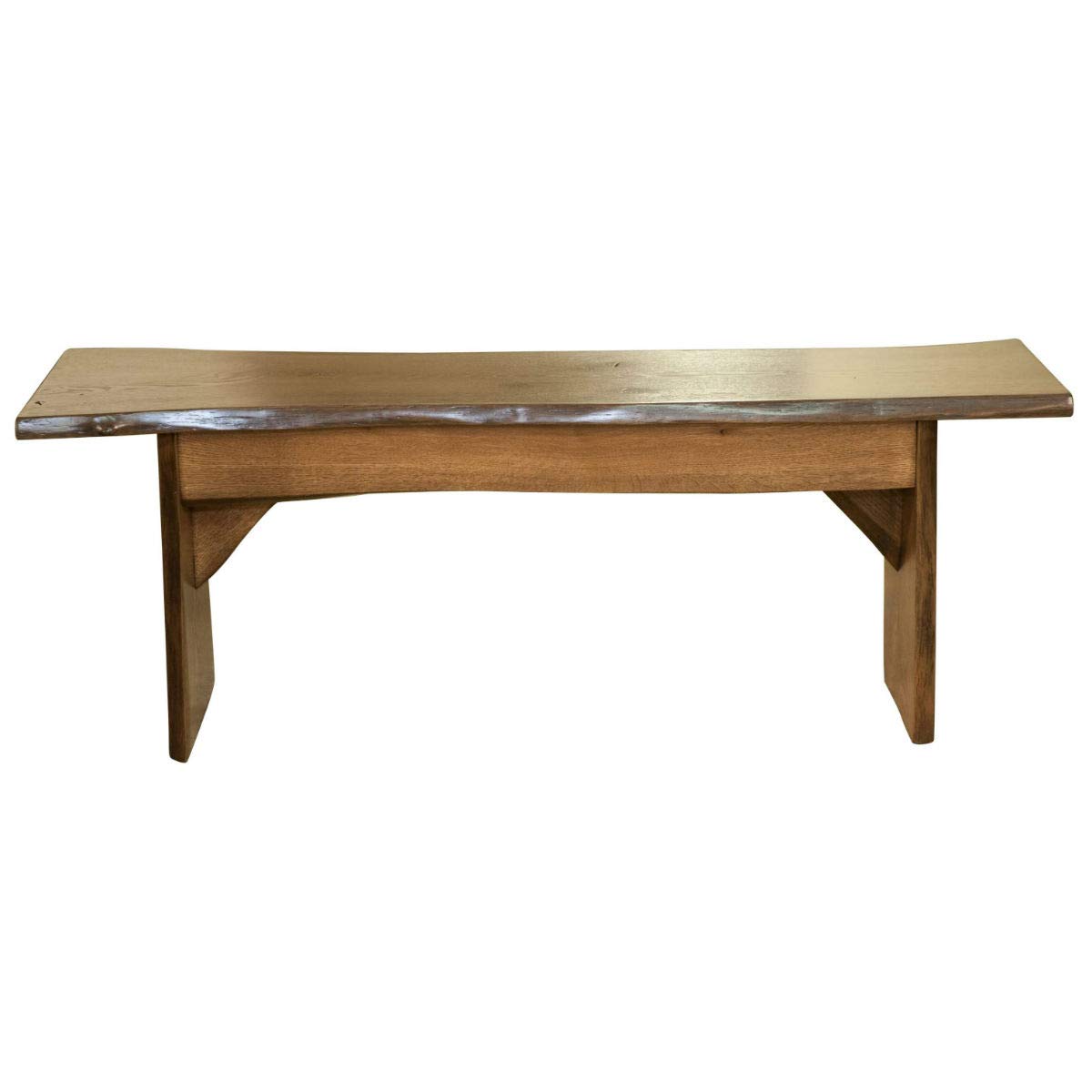 Rustic Red Door Co. Live Edge Wooden Bench - Solid Oak Dining Bench with Cappuccino Stain - Natural Edge Wood Slab Bench (4 Feet Long) - Perfect for Farmhouse Dining Room, Kitchen Island, or Entryway Seating