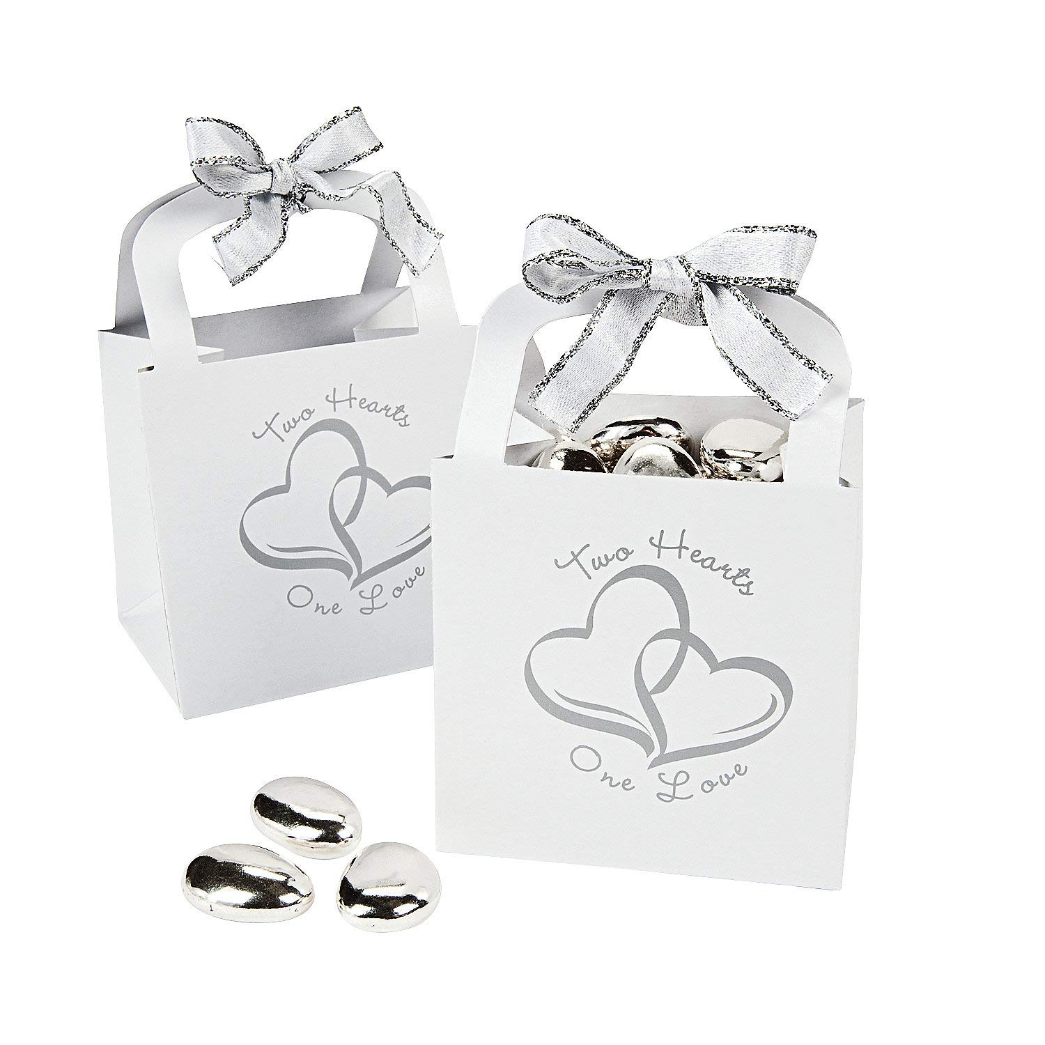 Two Hearts Wedding Favor Gift Basket Set - 12 Piece Wedding Party Supplies with Elegant Containers & Boxes - Perfect for Bridal Showers, Anniversary Celebrations and Romantic Couple Gifts