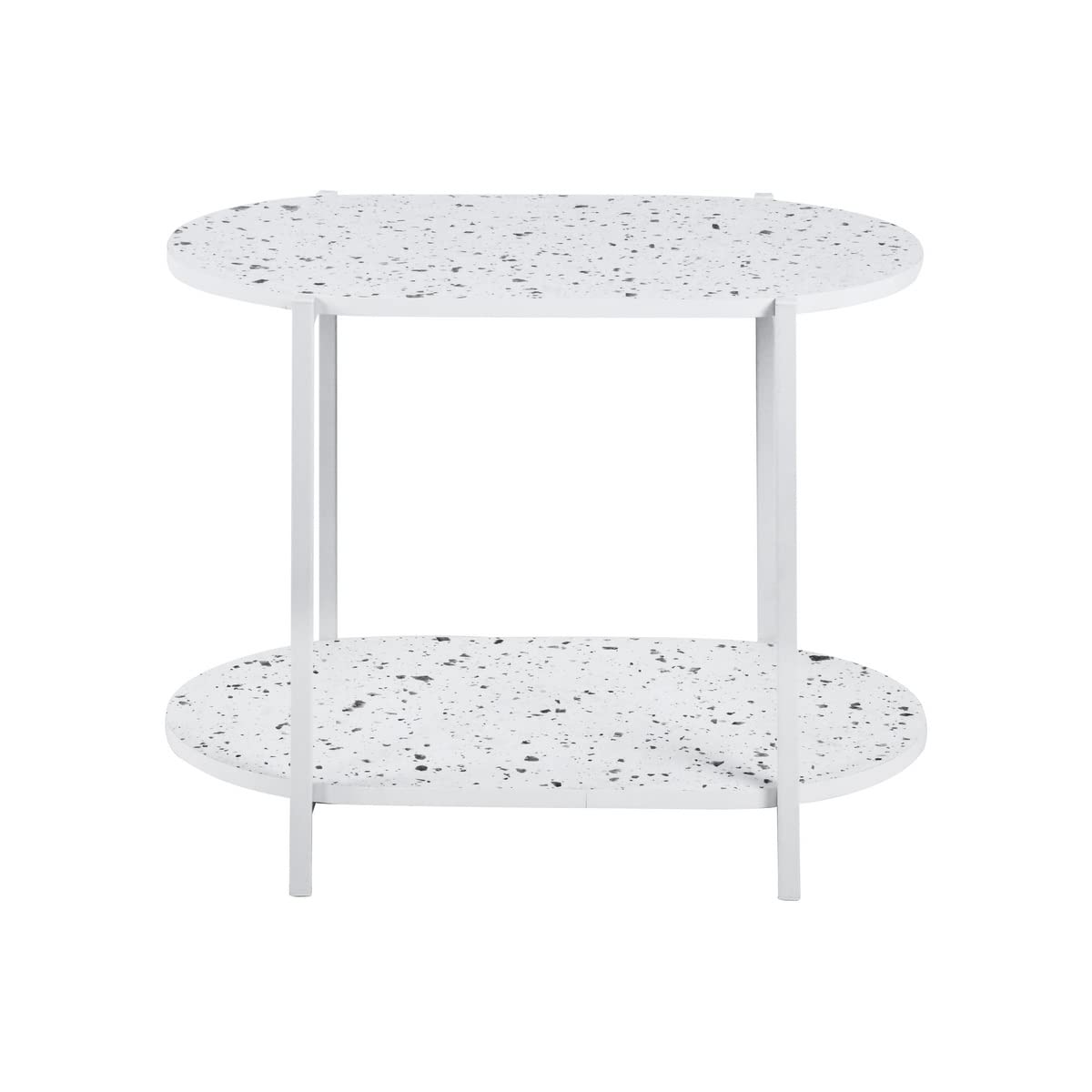 2 Tier End Table with Storage Shelves - Small Space Nightstand for Bedroom, Living Room, Hallway - White Side Table for Sofa, Couch, Snacks - Easy Assembly - Perfect for Apartments, Dorms & Cozy Spaces