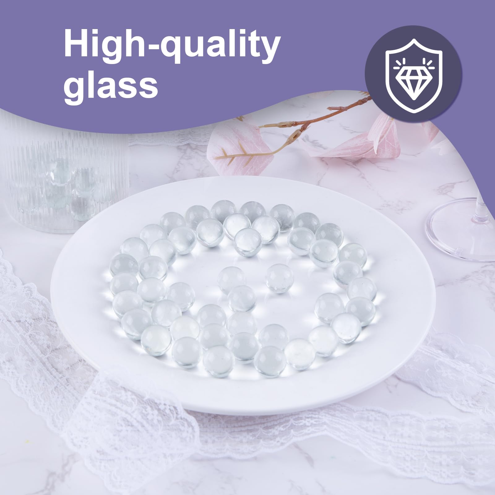 DomeStar 1LB Clear Glass Marbles Bulk - 0.63 Inch Vase Fillers for Home Decor, DIY Crafts, Floral Arrangements & Wedding Centerpieces
