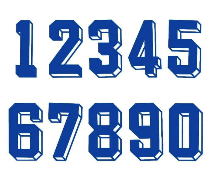 3.5 Inch Iron On Heat Transfer Numbers 0-9 for Football Baseball Jersey Sports T-Shirt - Blue - Perfect for Customizing Team Uniforms and DIY Sports Apparel
