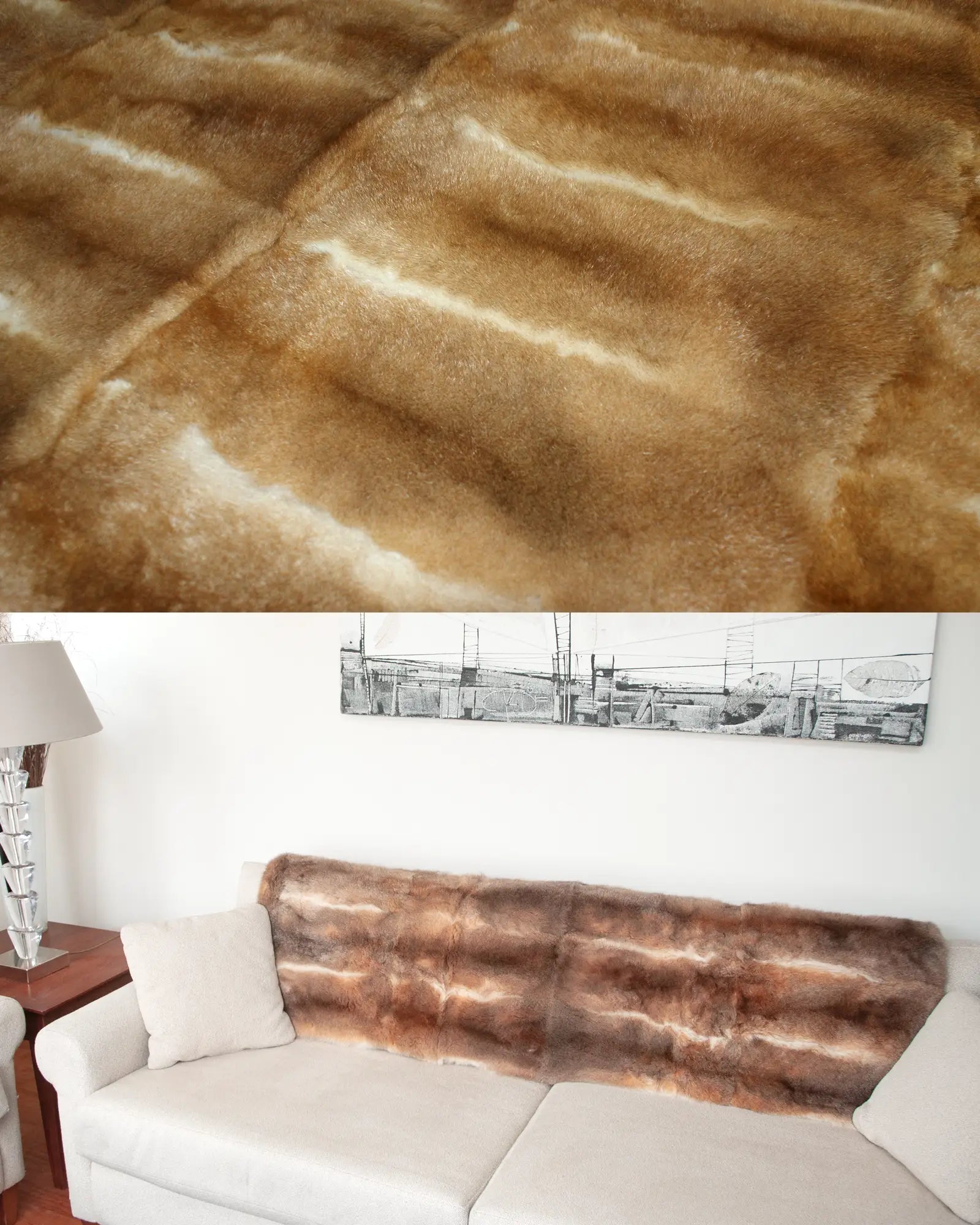 Luxury Honey Possum Fur Throw Blanket - Soft & Warm Natural Fur for Cozy Home Decor - Perfect for Sofa, Bed & Winter Nights
