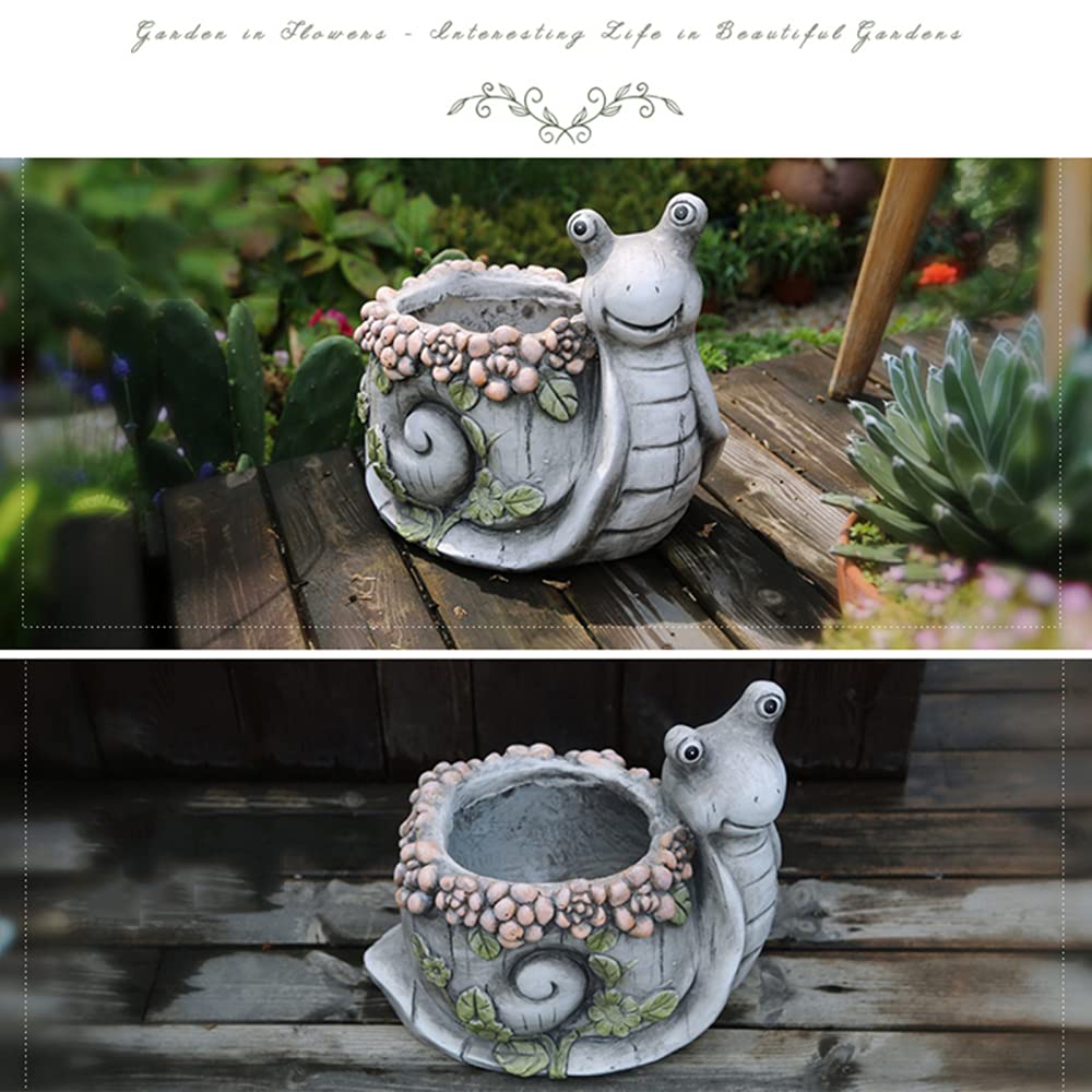 Resin Tortoise Planter Pot with Drainage Hole - Cute Animal Figurine Flower Pot for Indoor & Outdoor Decor, Garden, Patio, Lawn - Perfect for Succulents, Herbs & Small Plants