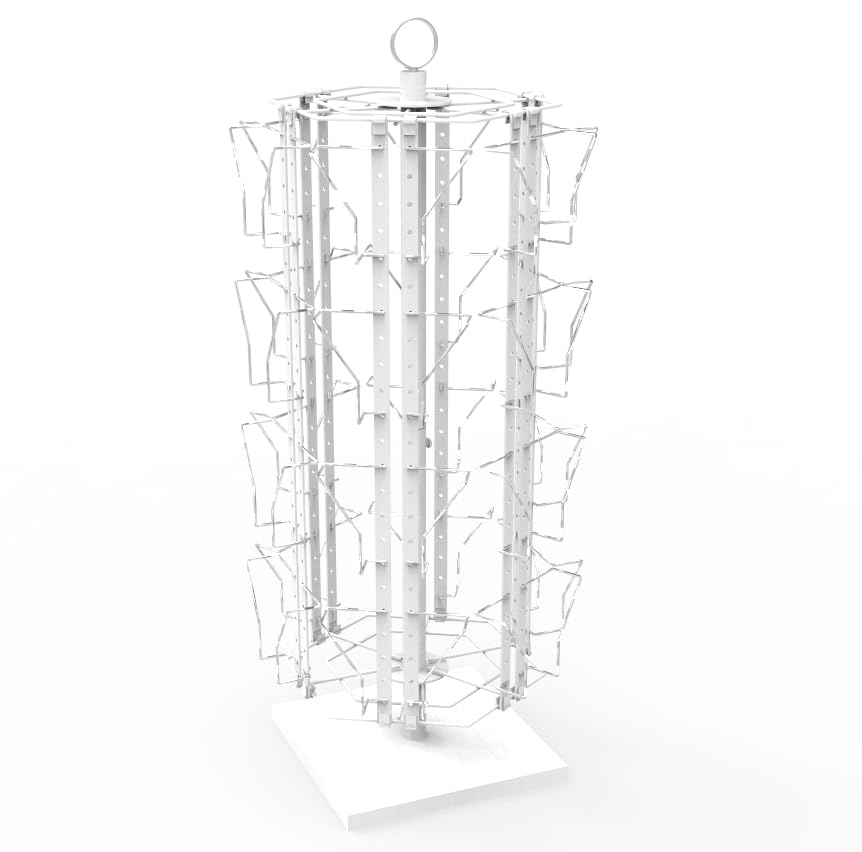 FixtureDisplays® 24-Pocket Adjustable Spinning Display Rack for Greeting Cards & Postcards - 6-Sided Rotating Stand with 4.5-8.6