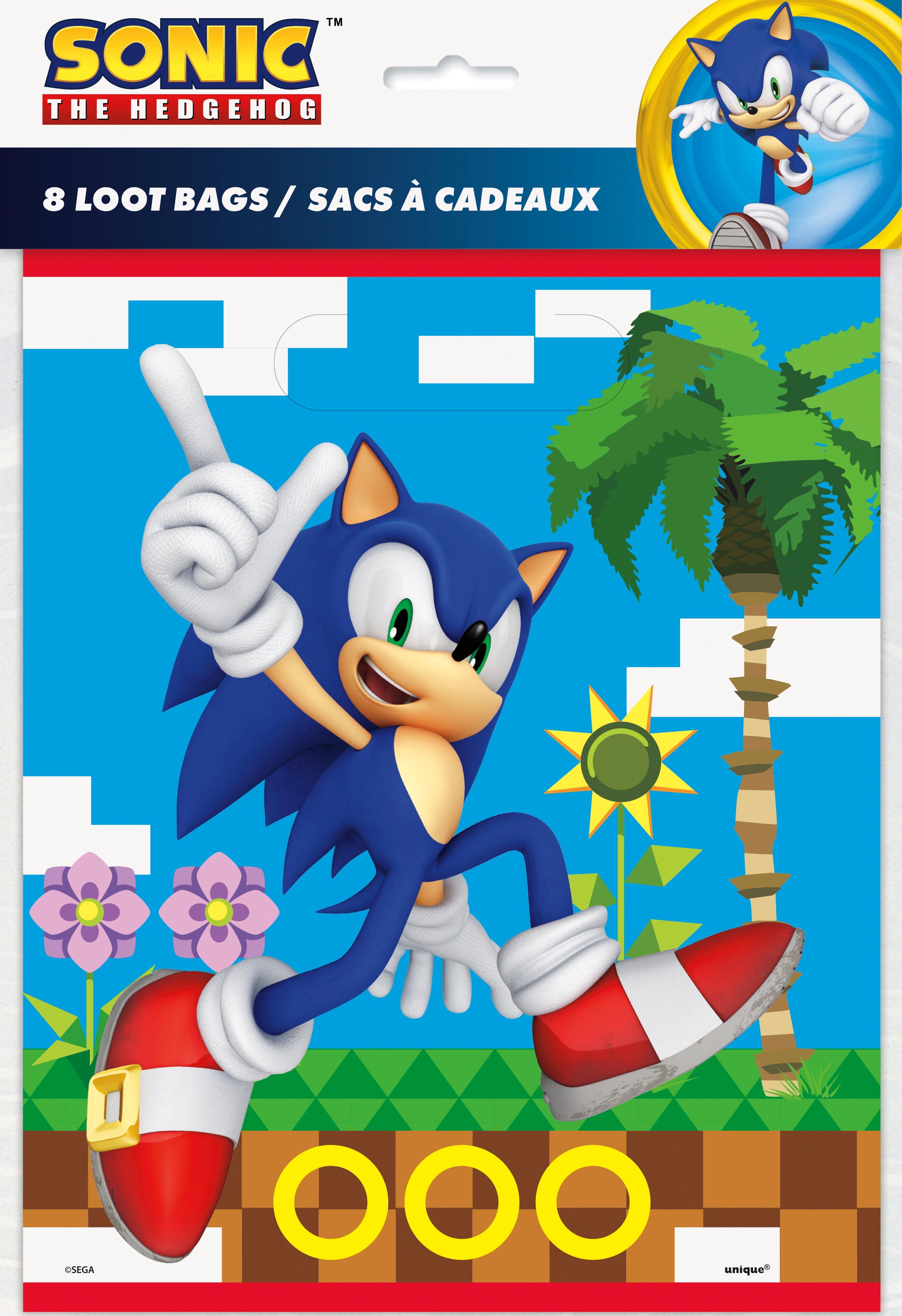 Sonic The Hedgehog Party Favor Loot Bags - 8 Pack for Kids Birthday Party Supplies & Goodie Bags - Perfect for Themed Decorations, Gift Bags, and Party Favors