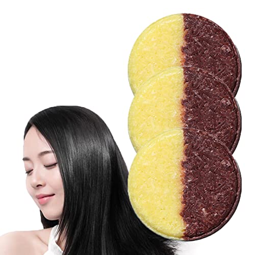 Organic Ginger & Polygonum Shampoo Bar - 3 Pack for Treated, Dry & Damaged Hair | Natural Grey Reverse Shampoo Soap with Darkening Essence | Vegan, Chemical-Free Solid Shampoo for Daily Hair Care & Travel Use