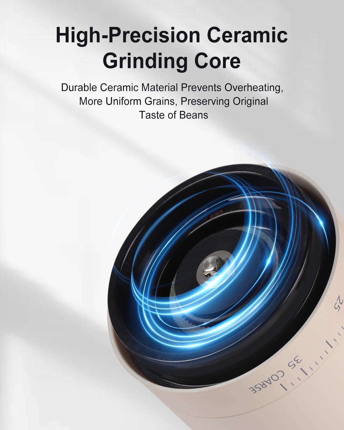 Premium Portable Electric Coffee Grinder with Ceramic Burr - 38 Adjustable Grind Settings, USB-C Rechargeable, Auto-Stop Function | Perfect for Espresso, French Press, Pour Over & Cold Brew | Ideal for Home, Office & Travel Use