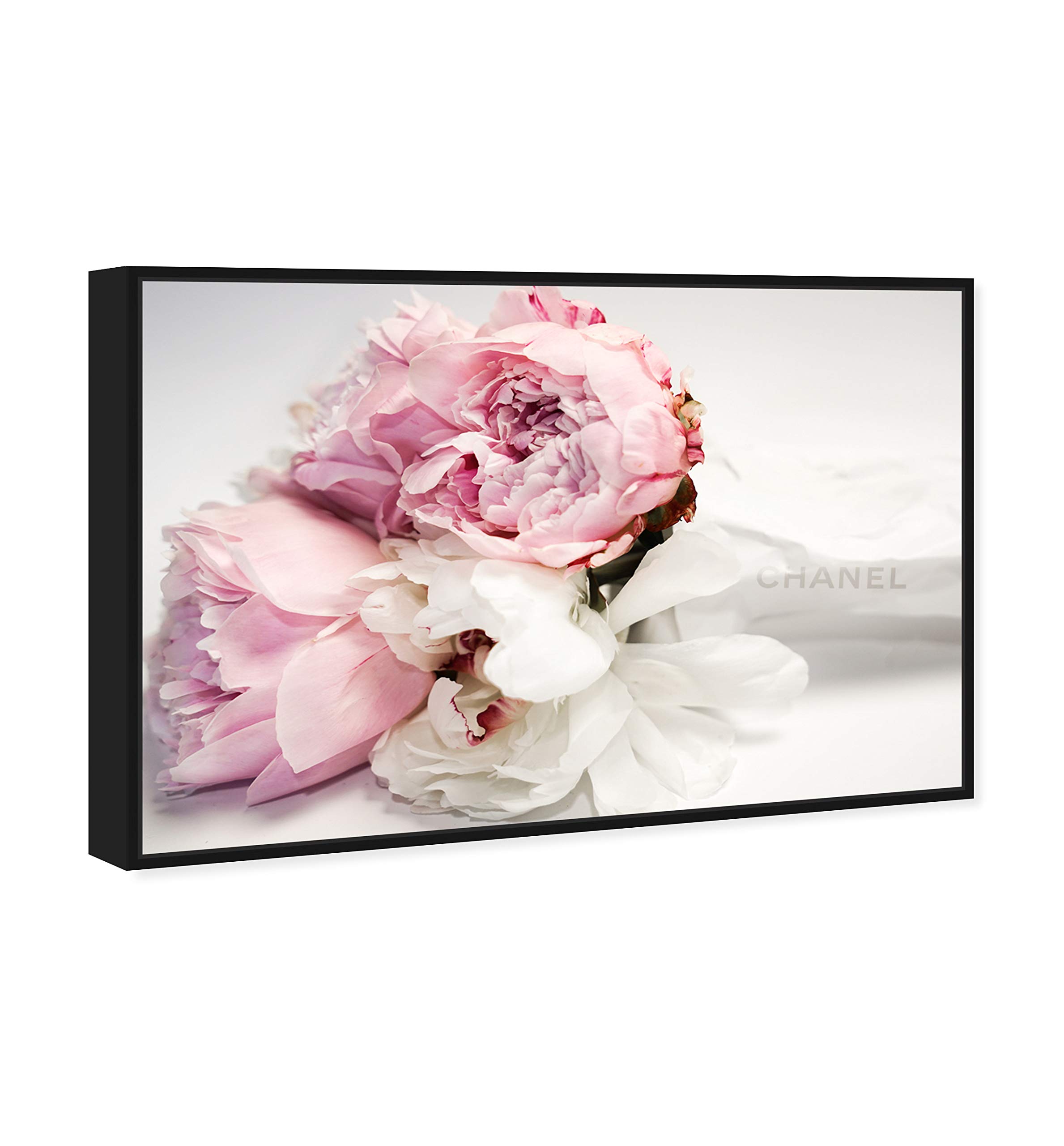 Oliver Gal Peonies and Magnolia Love Canvas Wall Art Print - 24x16 Inches Black Floater Frame - Modern Floral Painting for Living Room, Bedroom, Bathroom Decor - Perfect Gift for Housewarming & Wedding