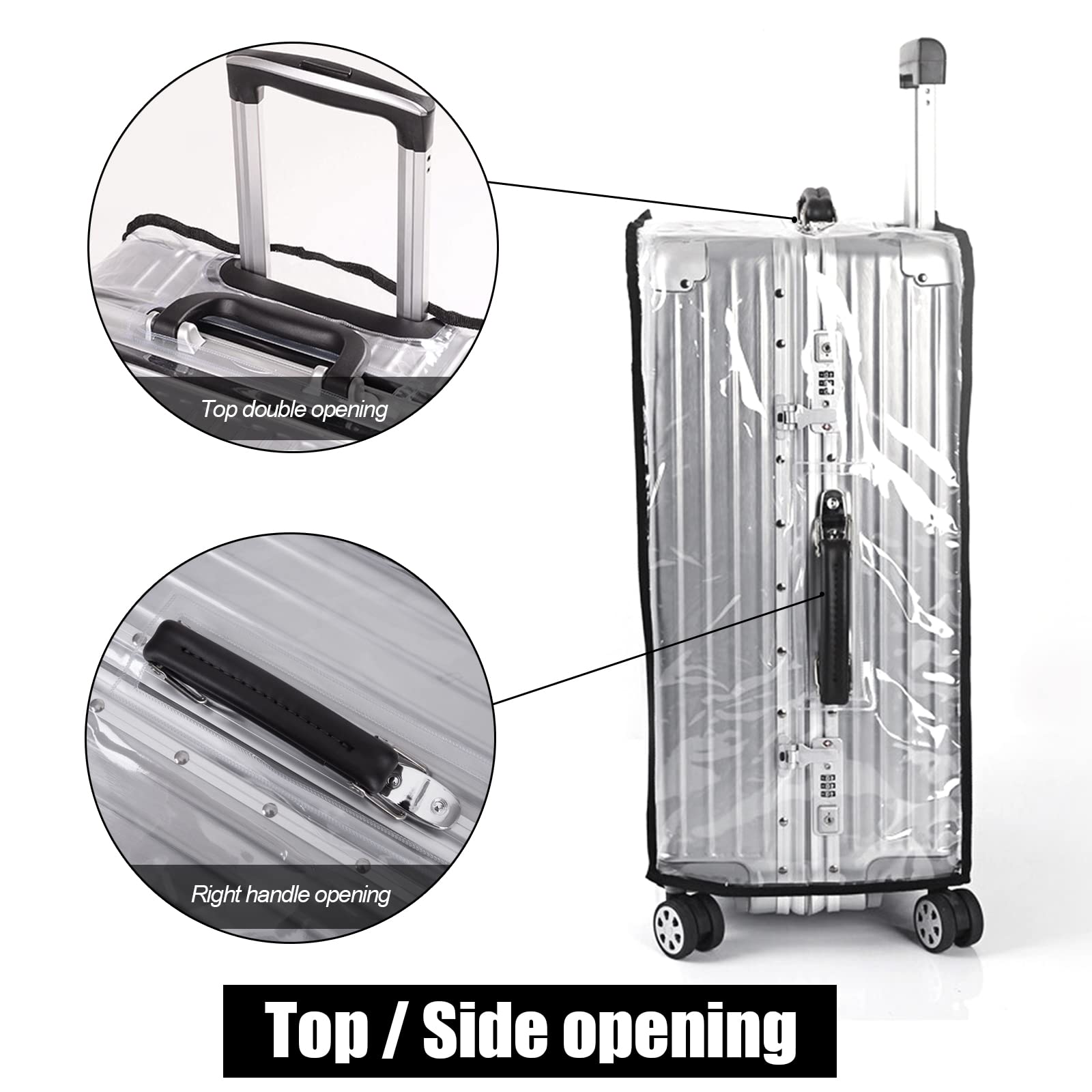 26 Inch Thick Clear PVC Waterproof Luggage Cover Protector for Wheeled Suitcases - Travel Essential for Airplane & Train Trips